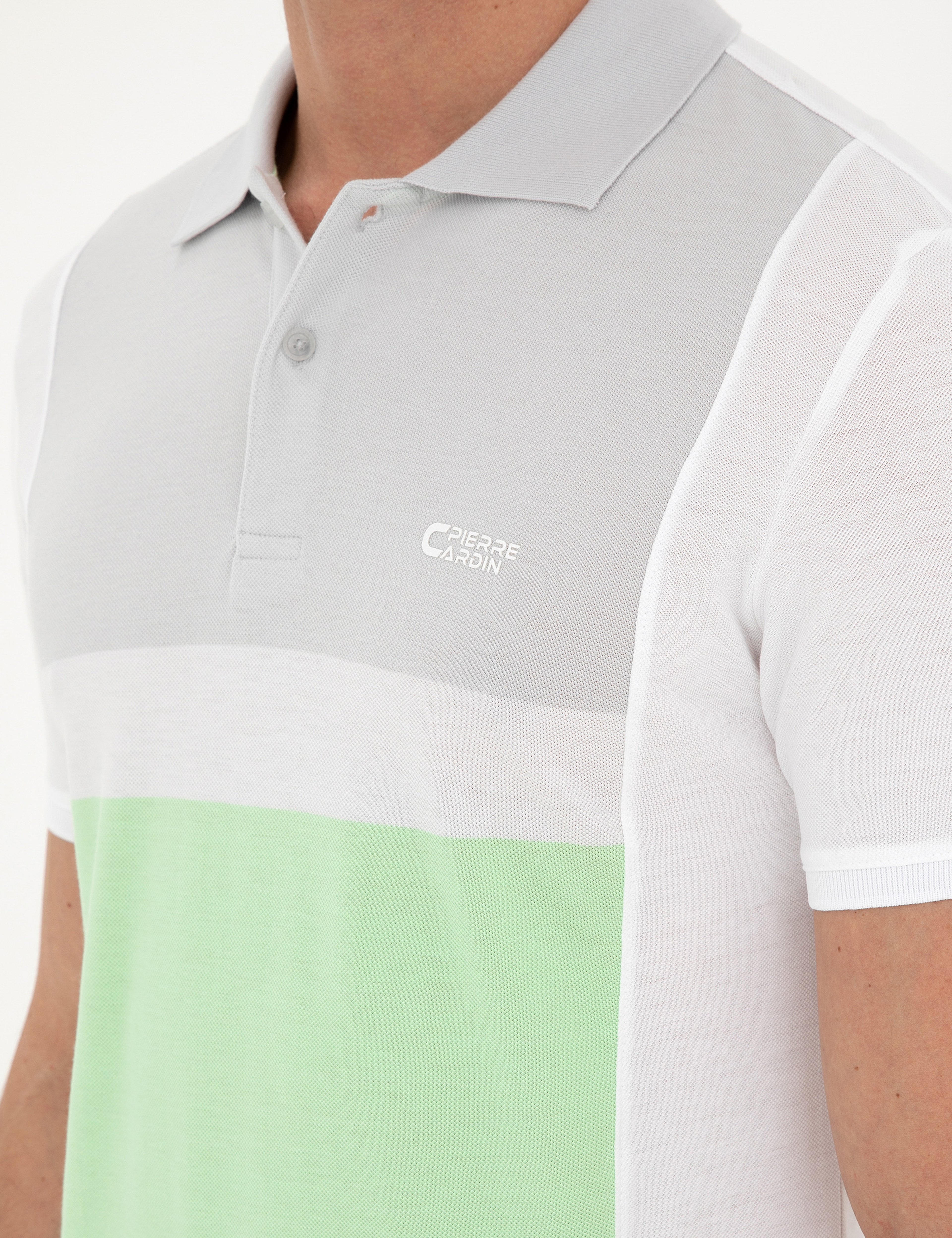 Beyaz Slim Fit %100 Pamuk Düğmeli Polo Yaka Tişört