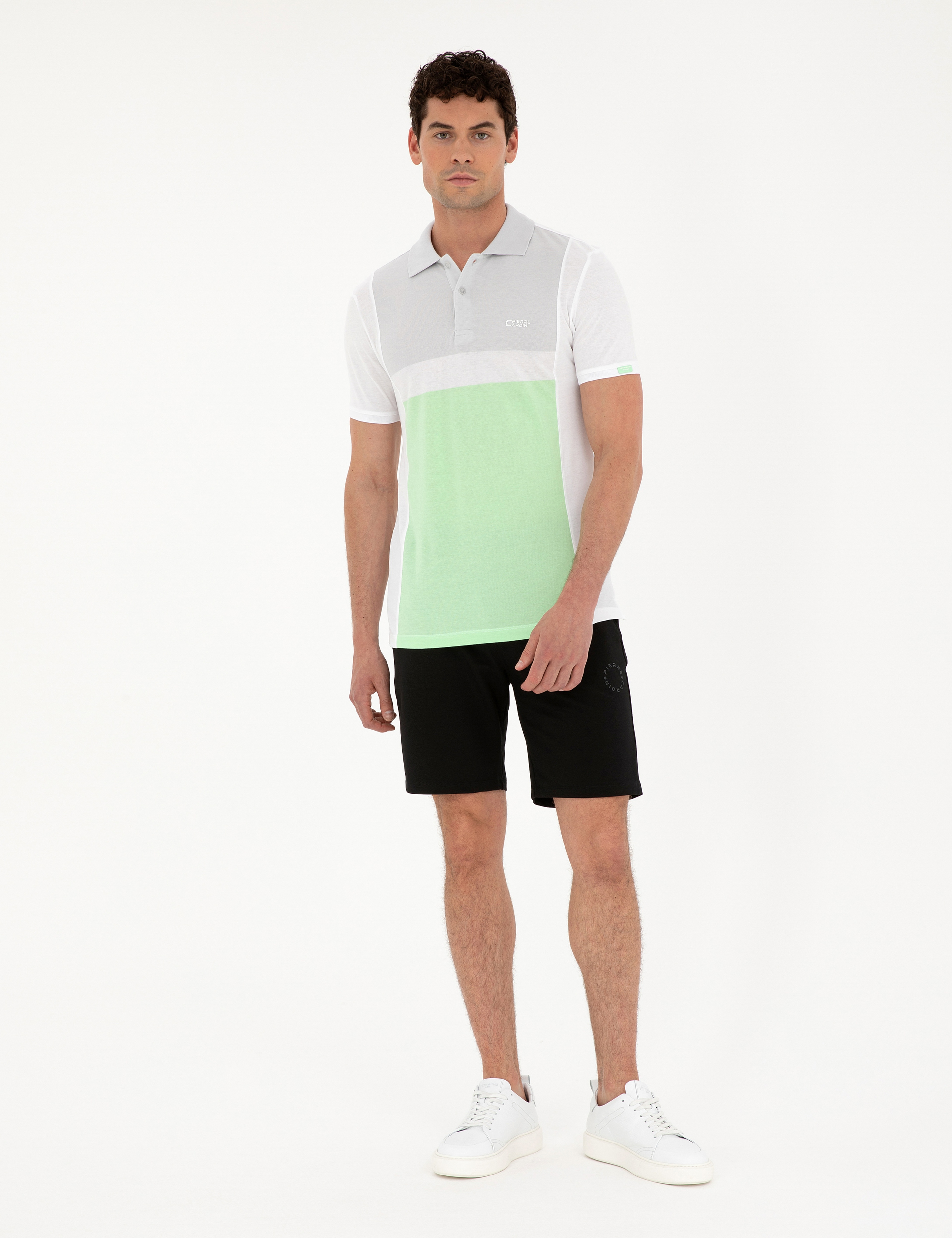 Beyaz Slim Fit %100 Pamuk Düğmeli Polo Yaka Tişört - Image 4