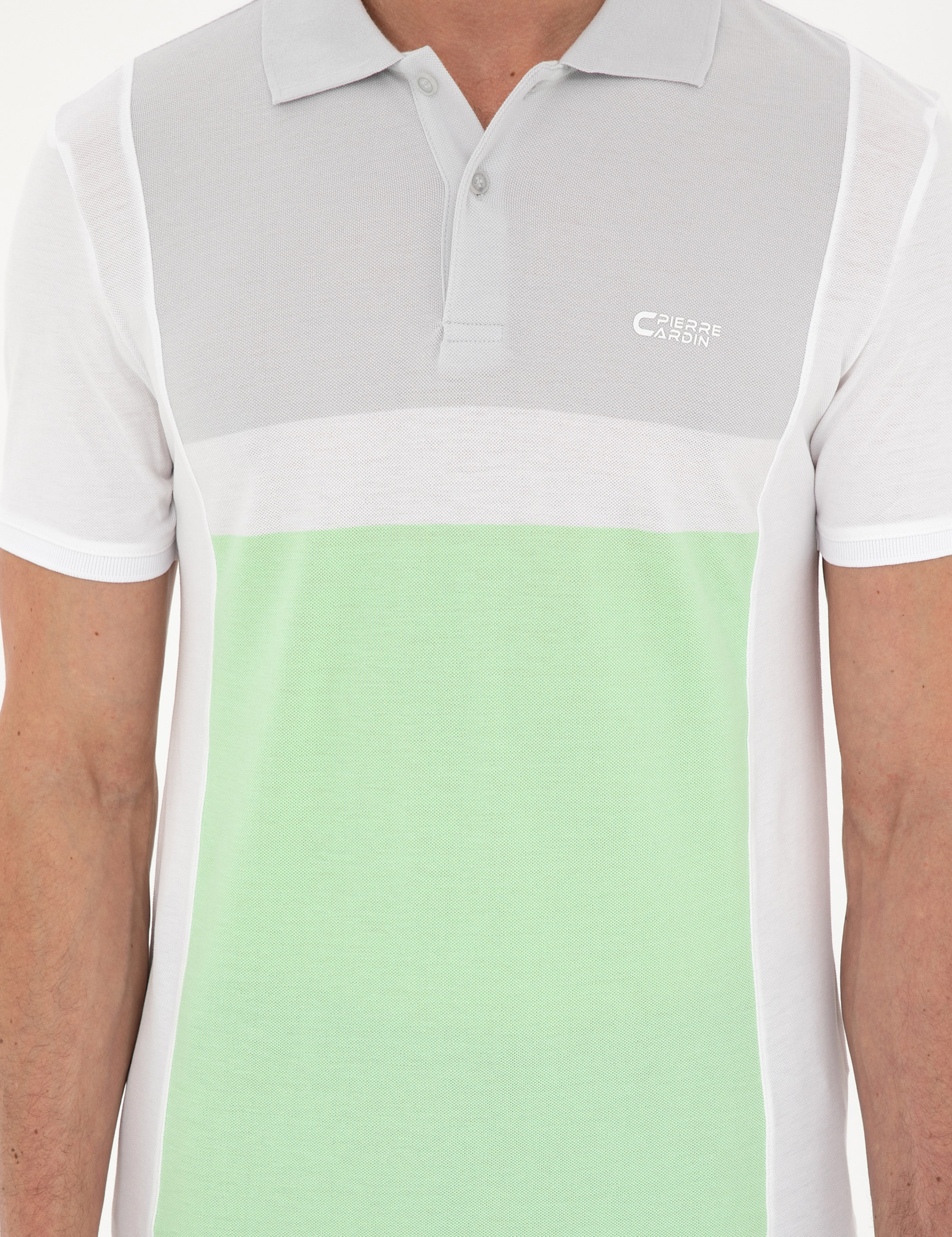 Beyaz Slim Fit %100 Pamuk Düğmeli Polo Yaka Tişört - Image 6