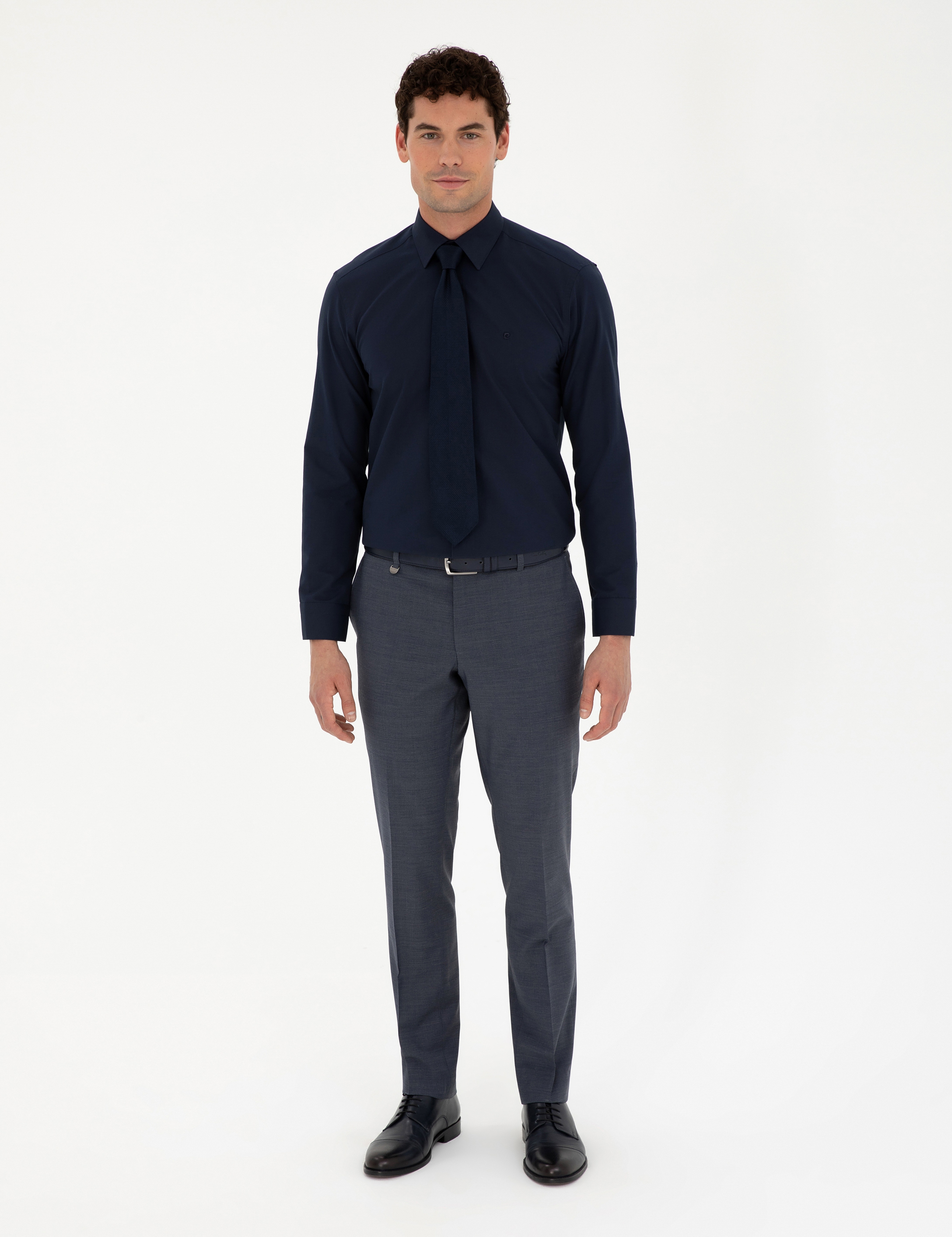 Lacivert Regular Fit Uzun Kollu Basic Gömlek