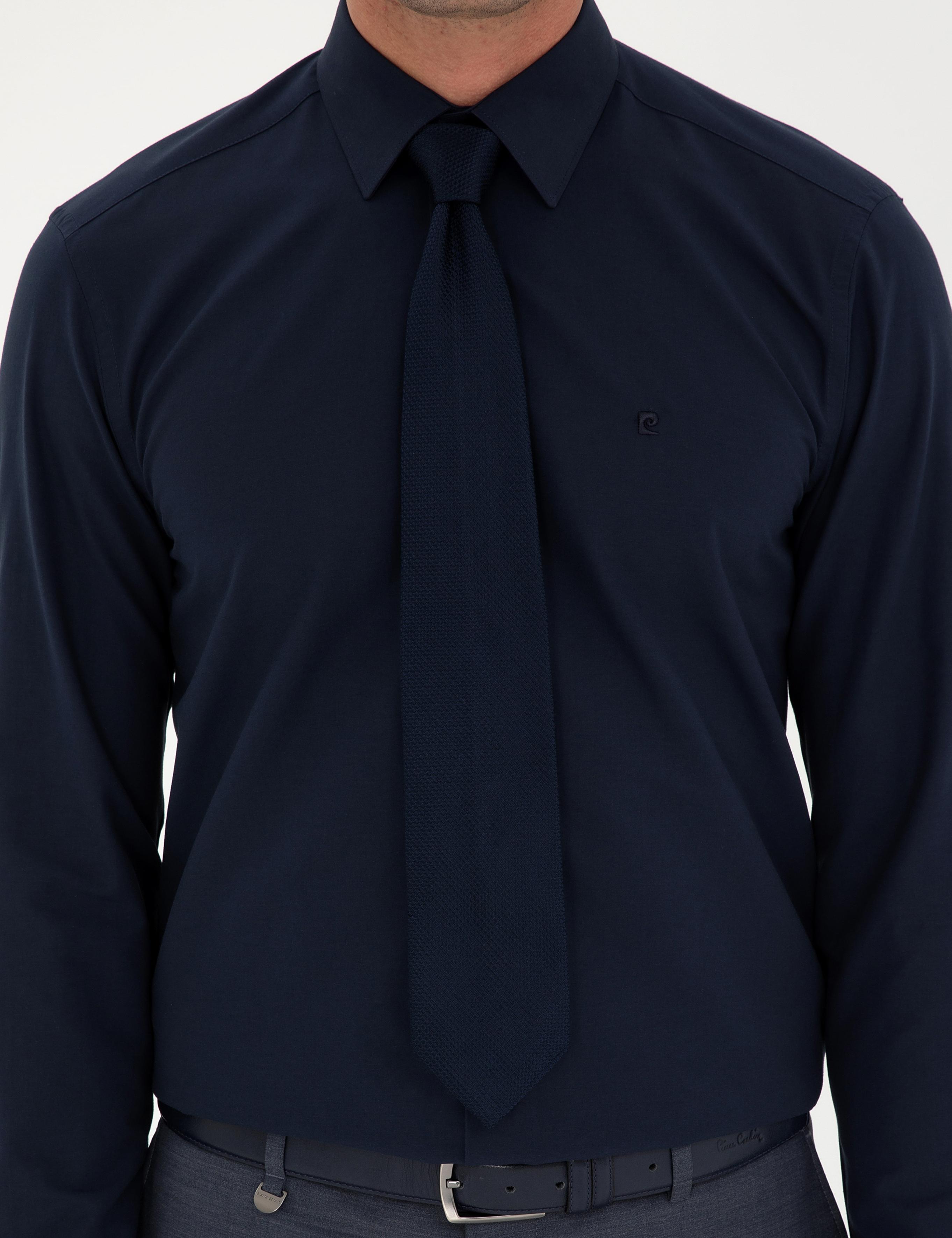 Lacivert Regular Fit Uzun Kollu Basic Gömlek