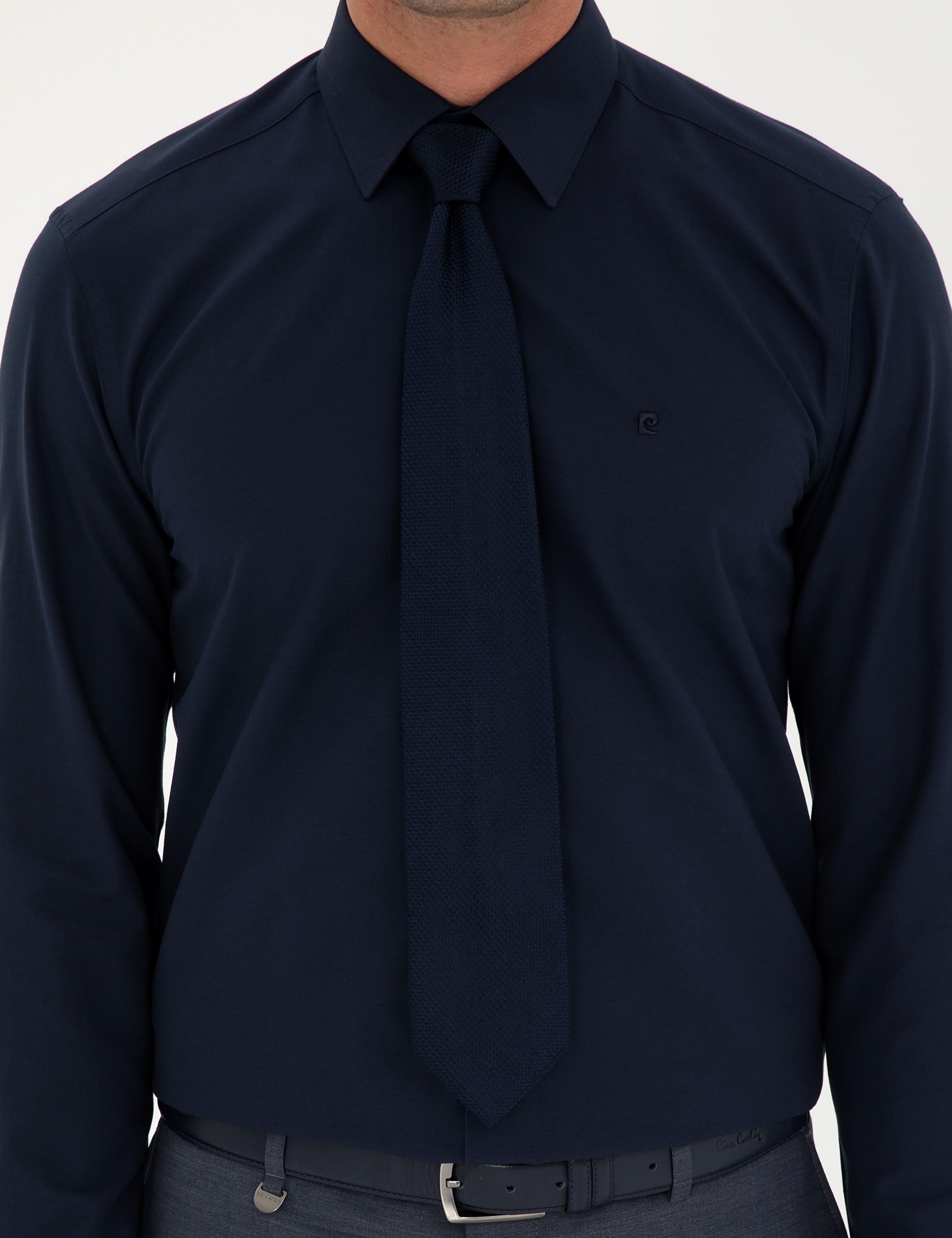 Lacivert Regular Fit Uzun Kollu Basic Gömlek - Image 6