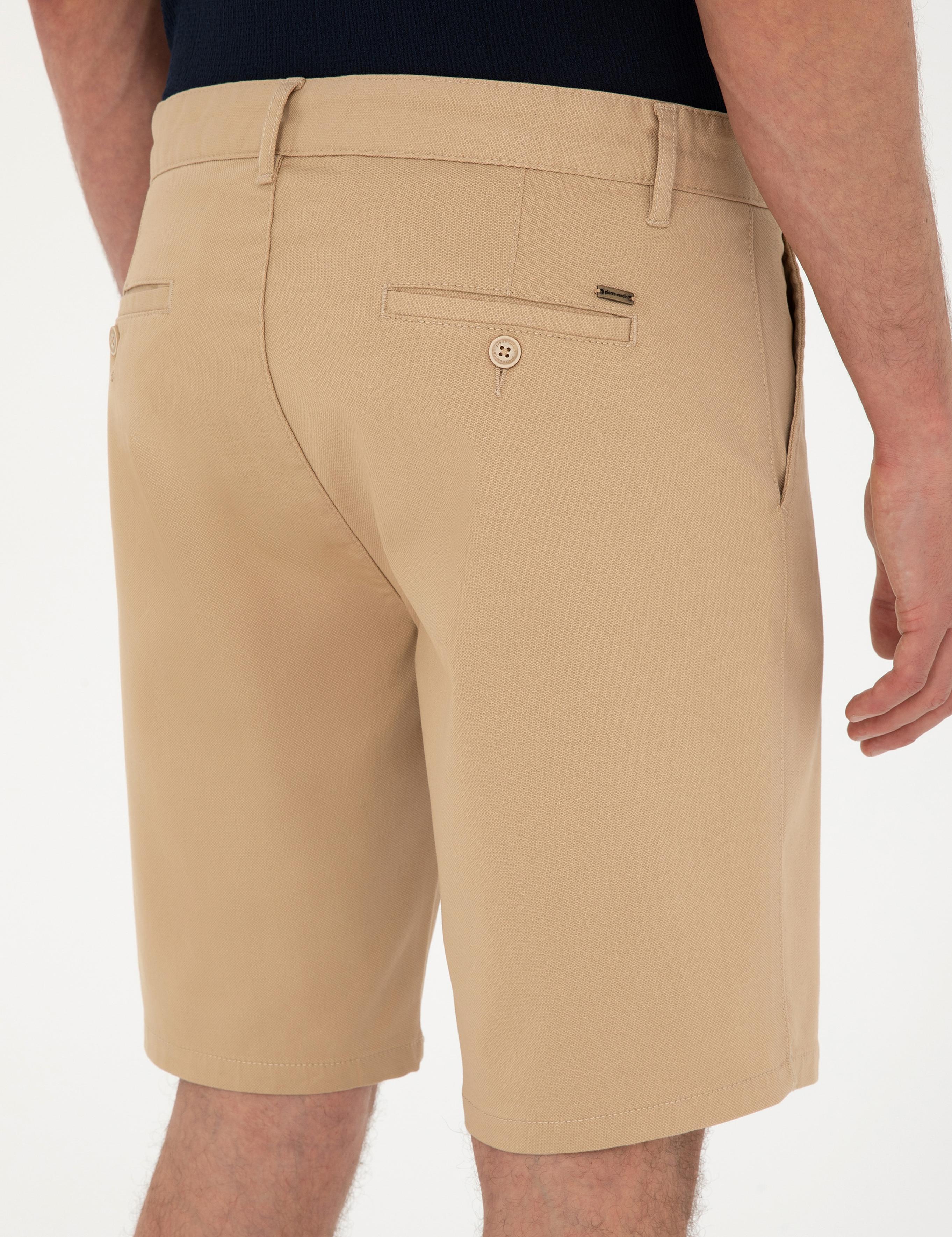 Camel Slim Fit Dokuma Şort