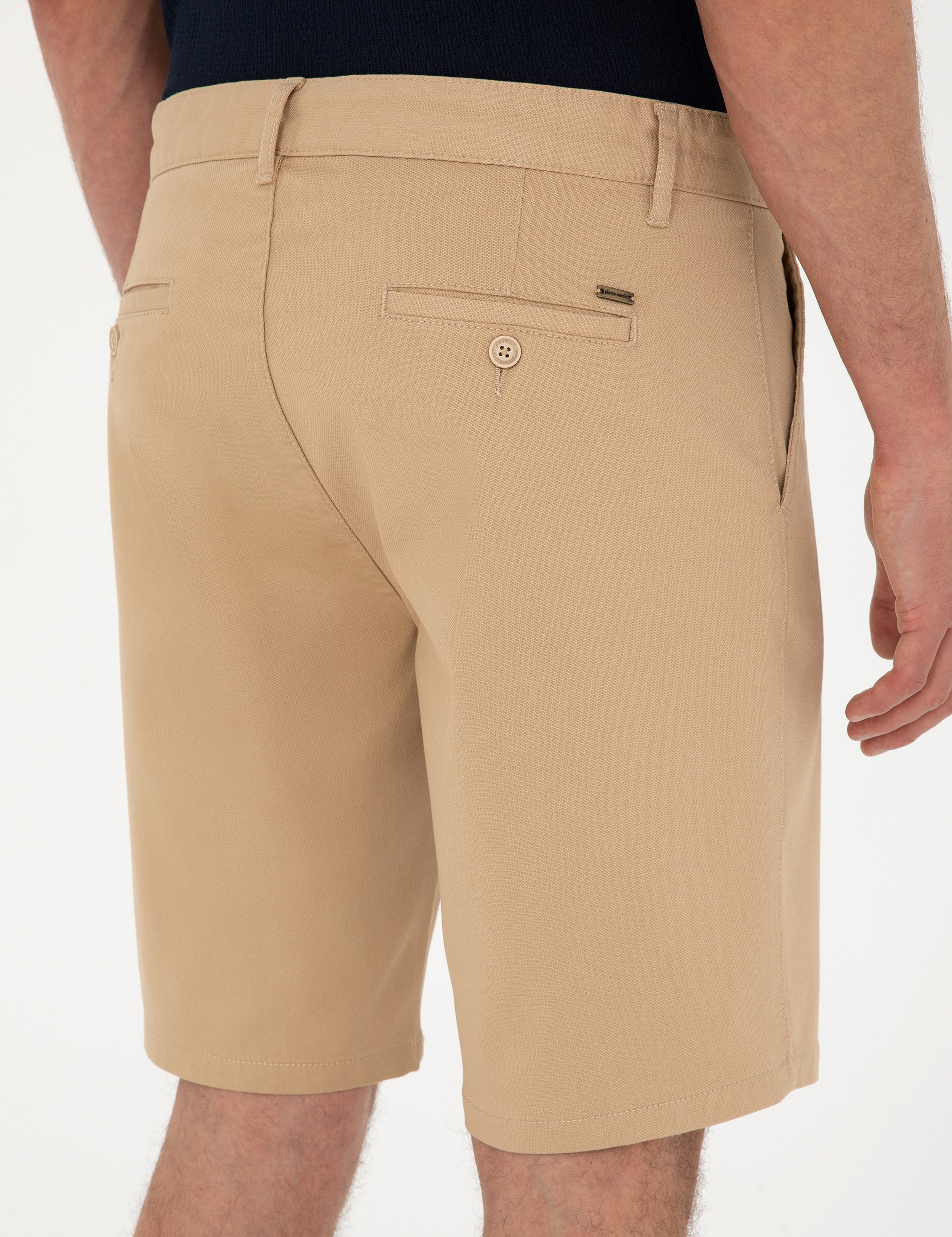 Camel Slim Fit Dokuma Şort - Image 6