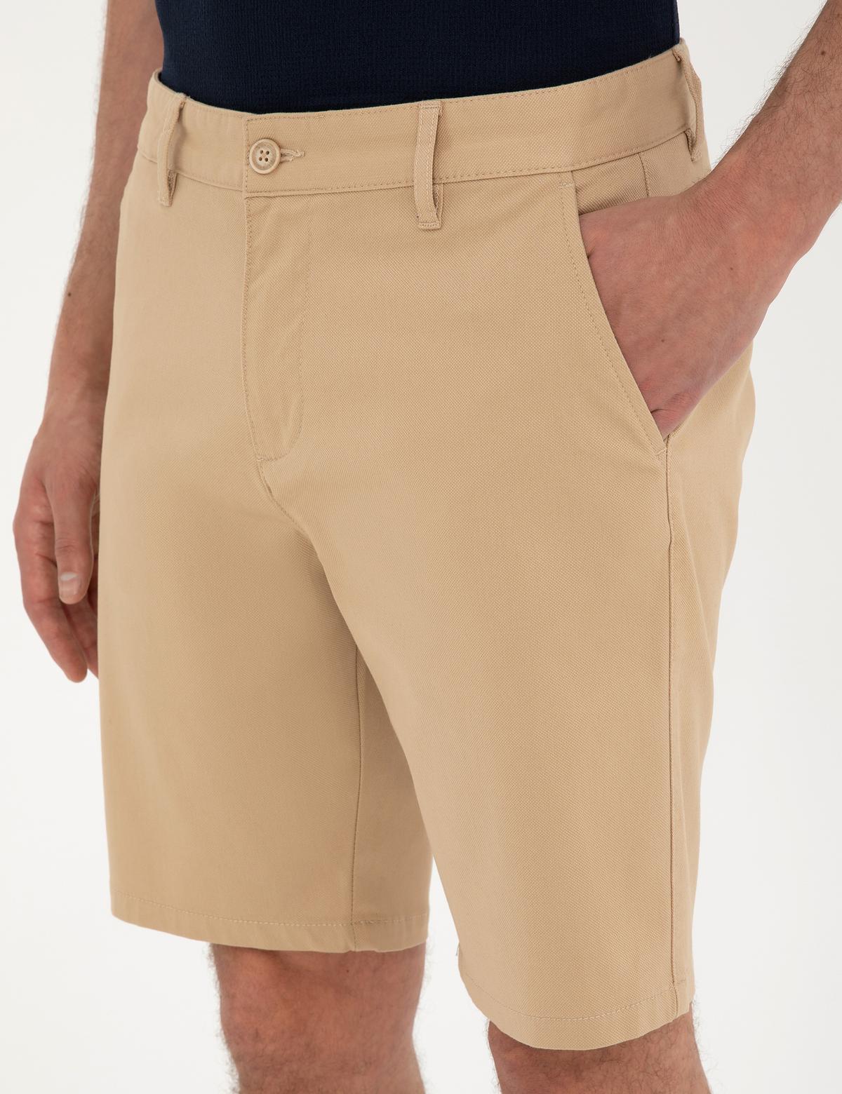 Camel Slim Fit Dokuma Şort - 50291544003