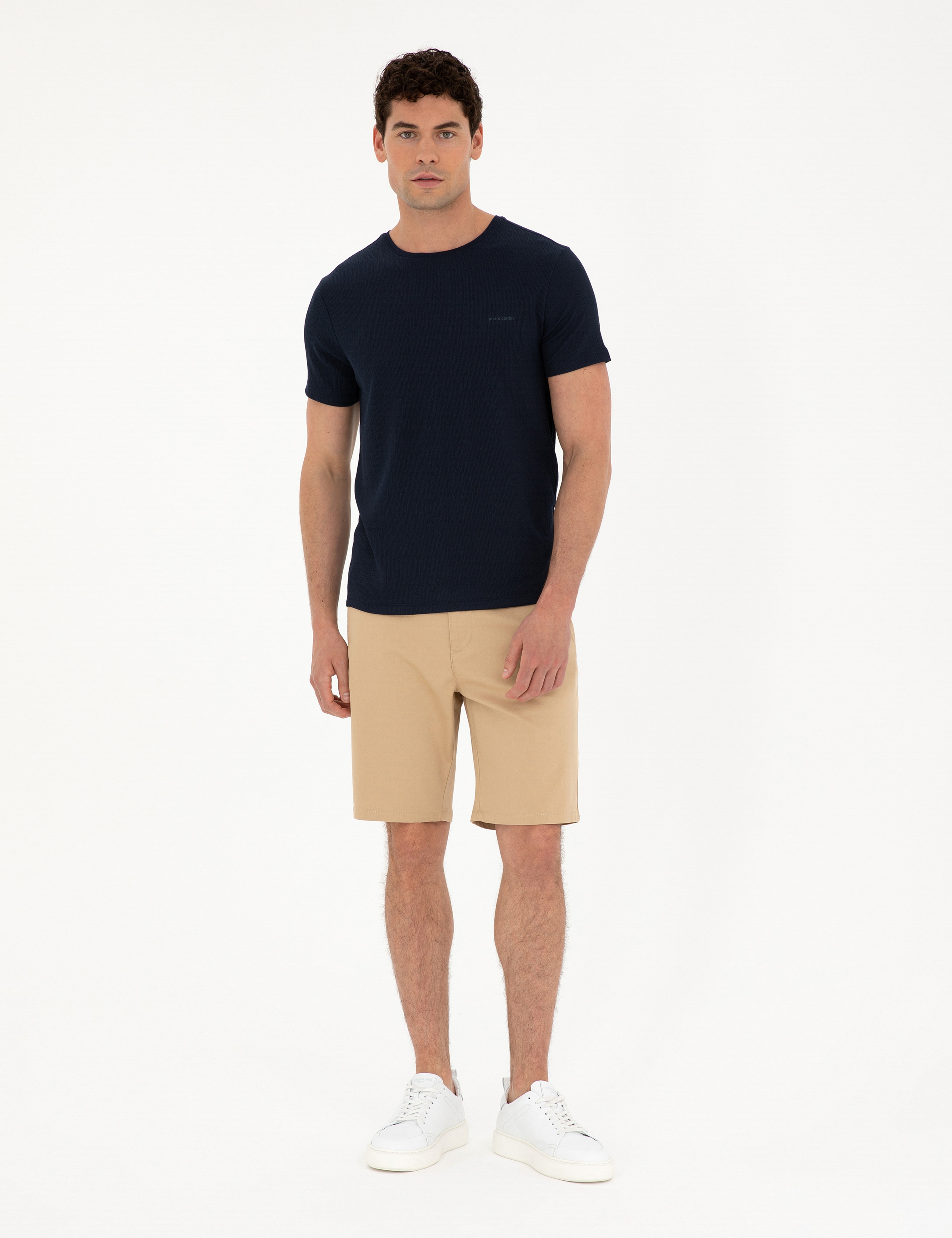 Camel Slim Fit Dokuma Şort - Image 3