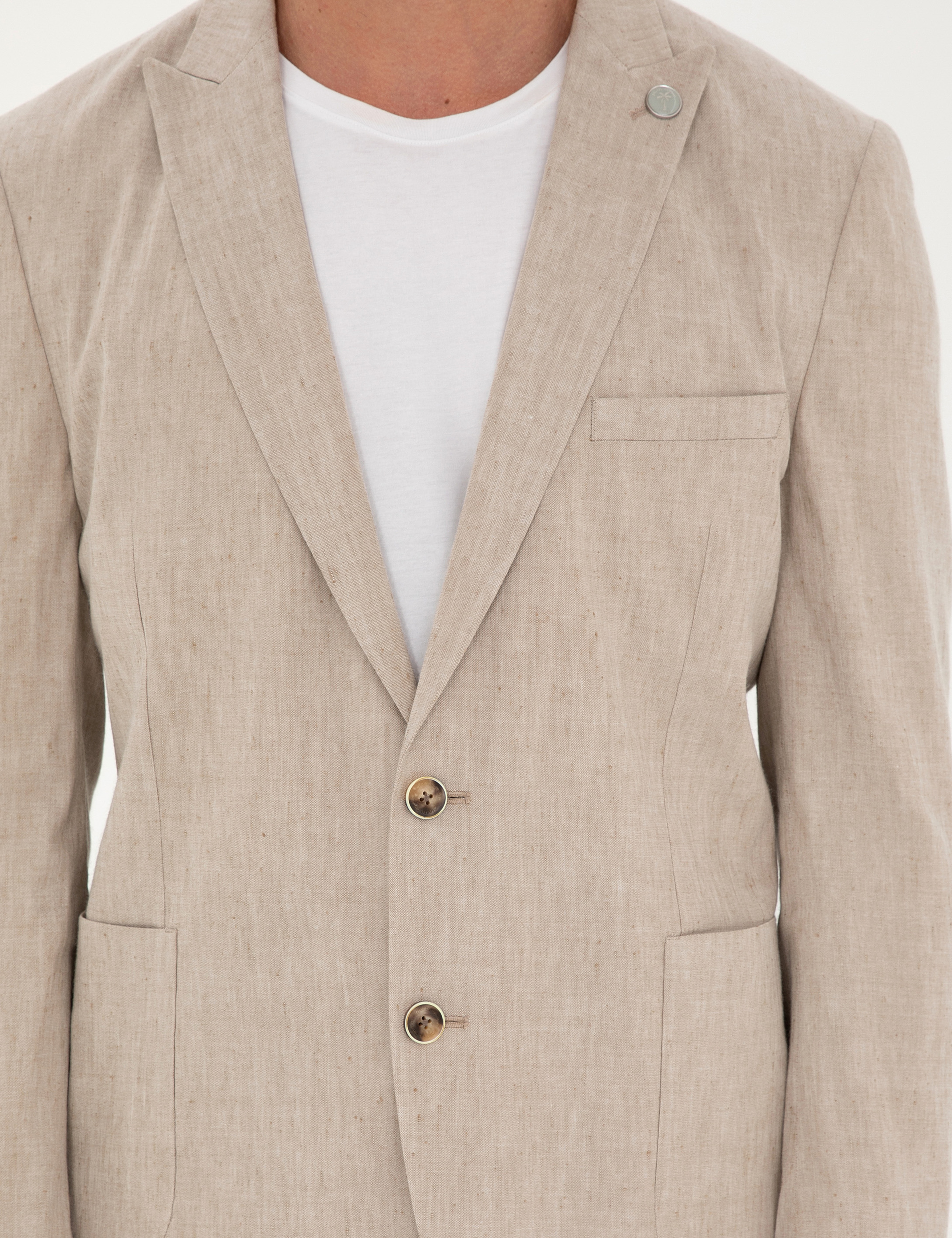 Açık Kahverengi Ekstra Slim Fit Keten Karışımlı Takım Elbise - Image 6