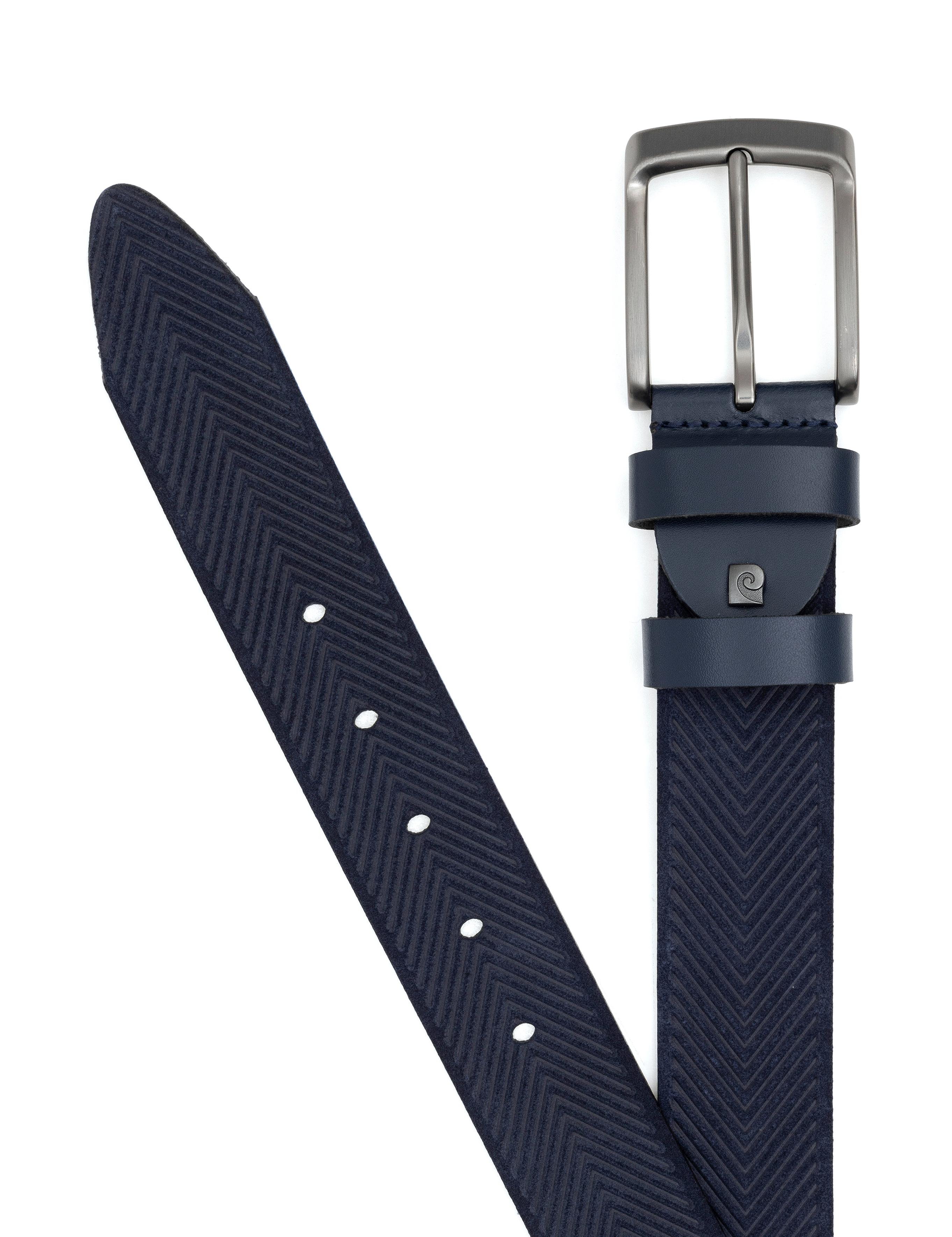 Lacivert Denim %100 Deri Denim Kemer