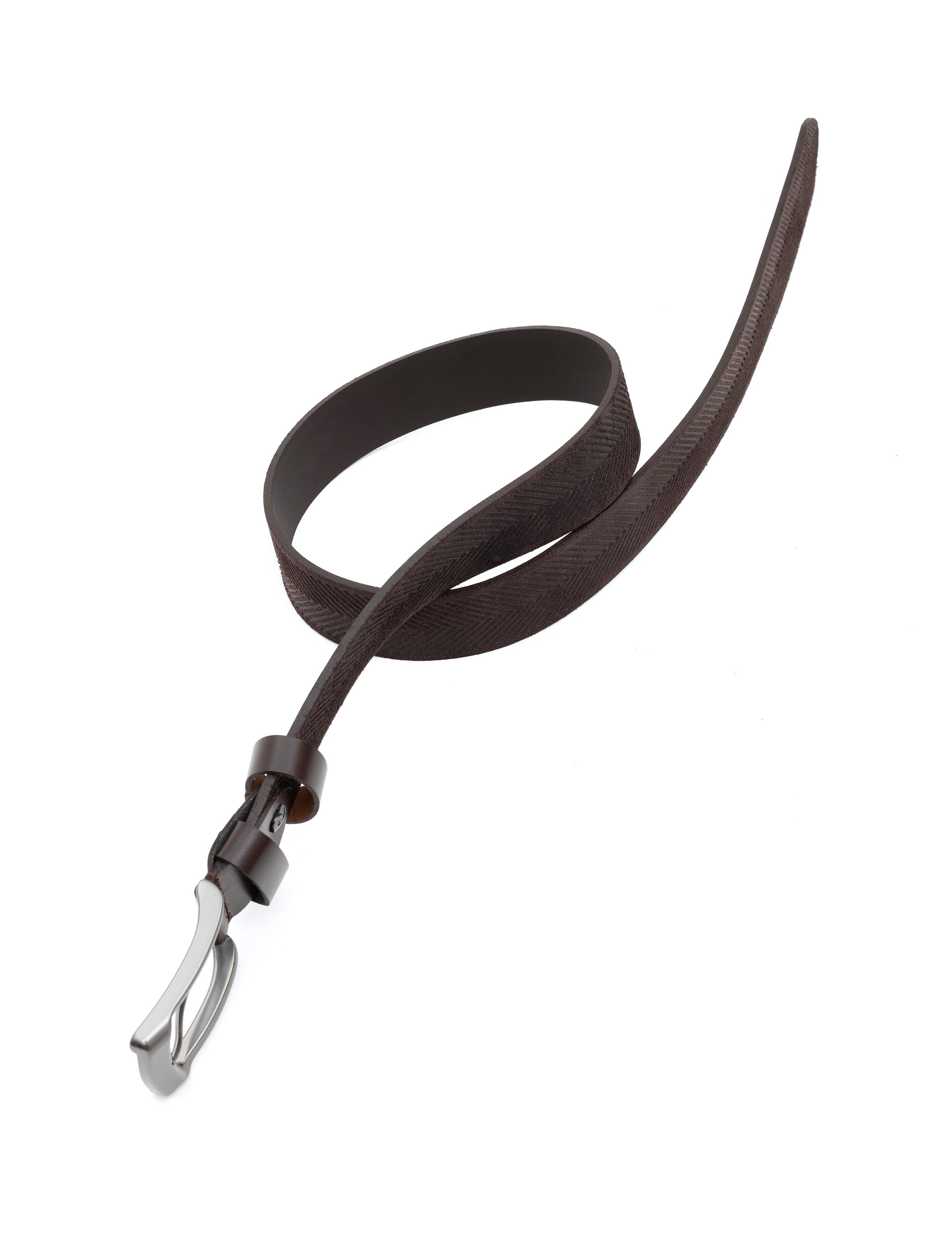 Kahverengi Denim %100 Deri Denim Kemer