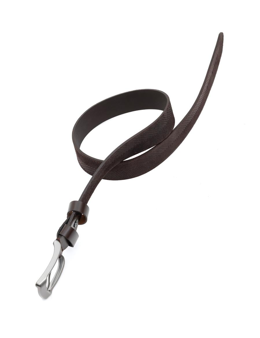 Kahverengi Denim %100 Deri Denim Kemer