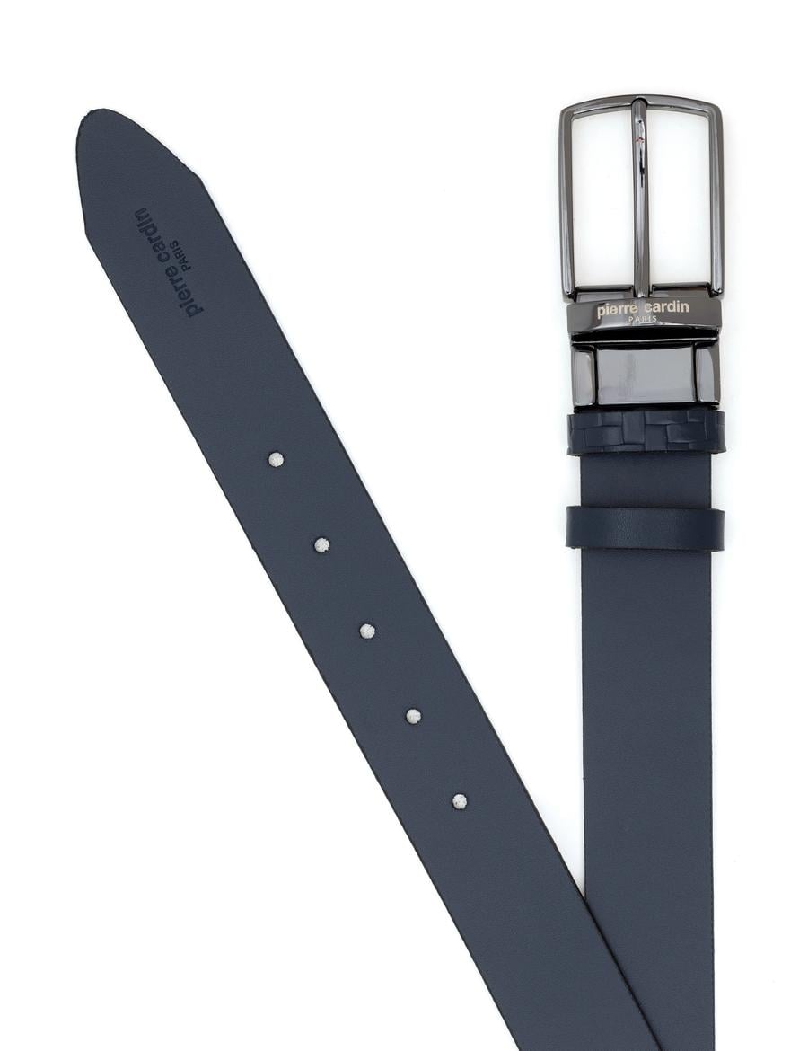 Lacivert Denim %100 Deri Denim Kemer