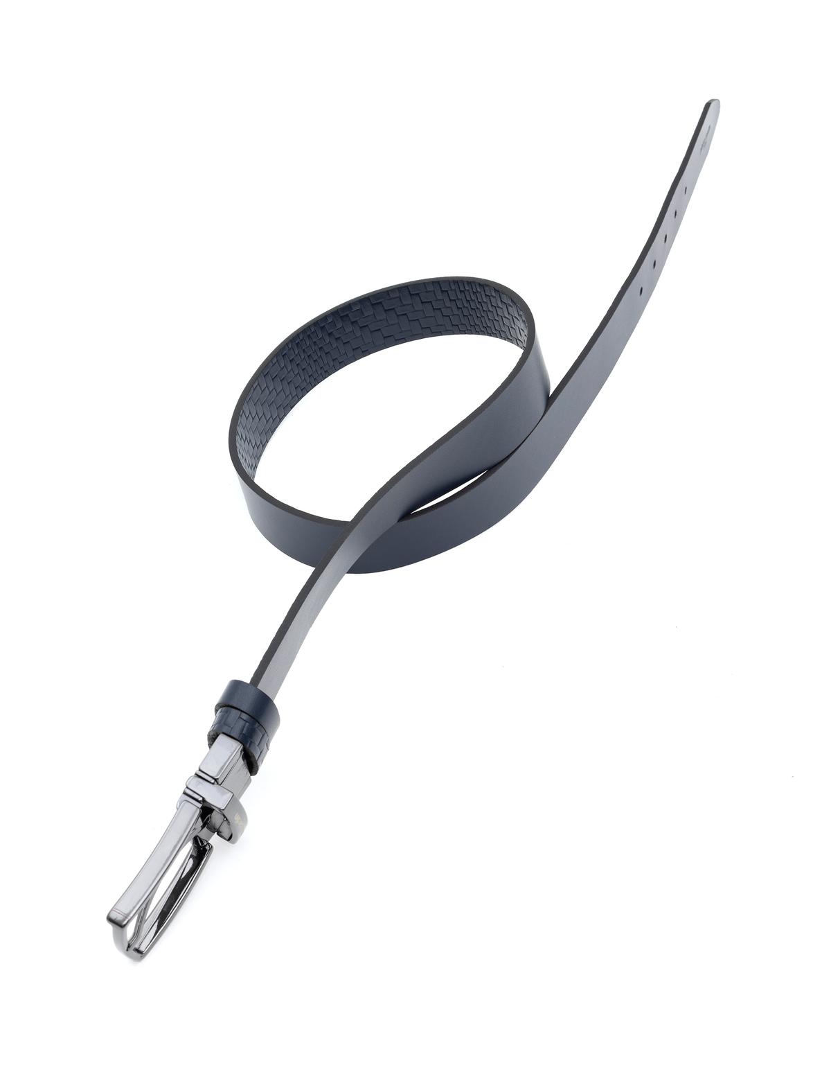 Lacivert Denim %100 Deri Denim Kemer - 50294395007