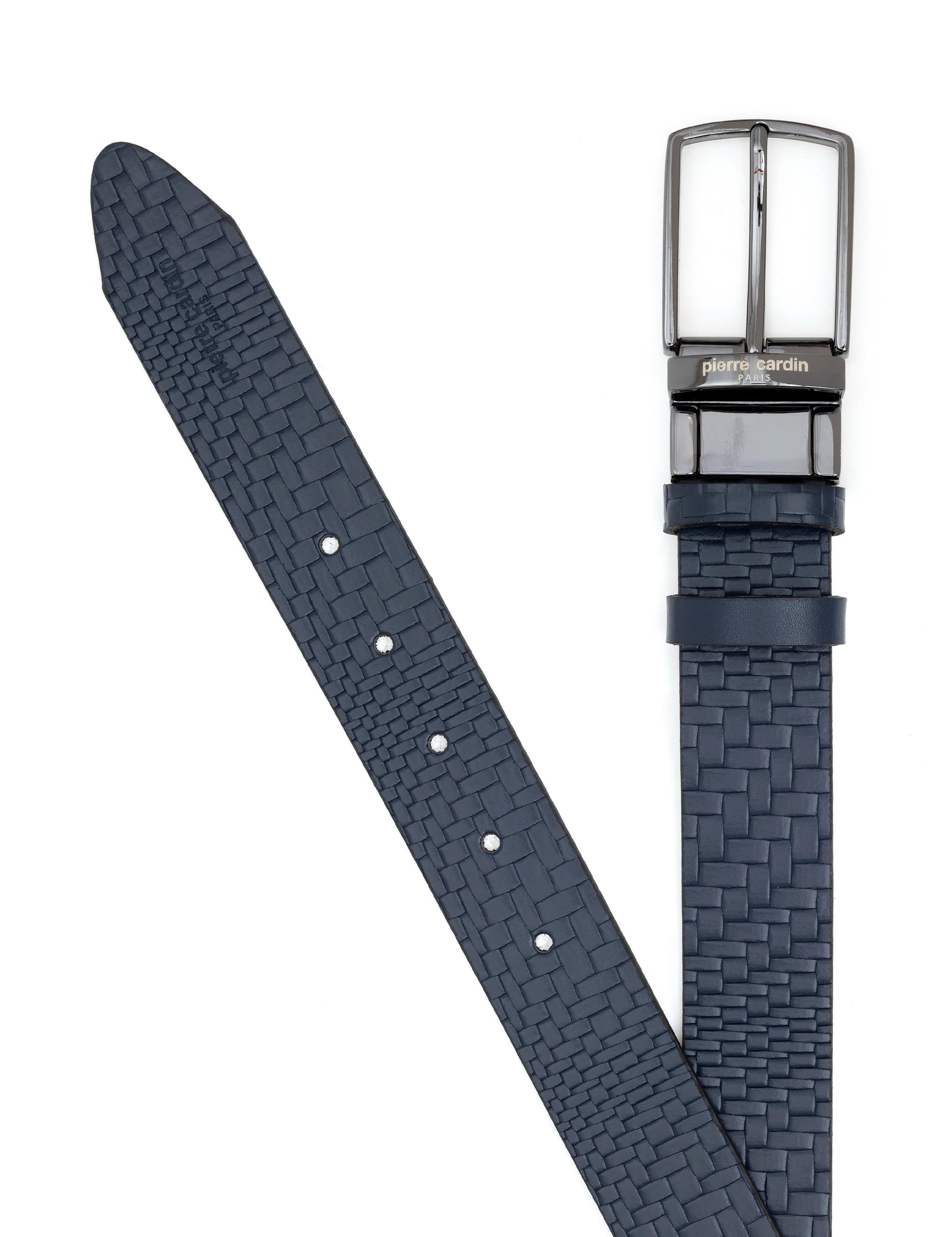 Lacivert Denim %100 Deri Denim Kemer