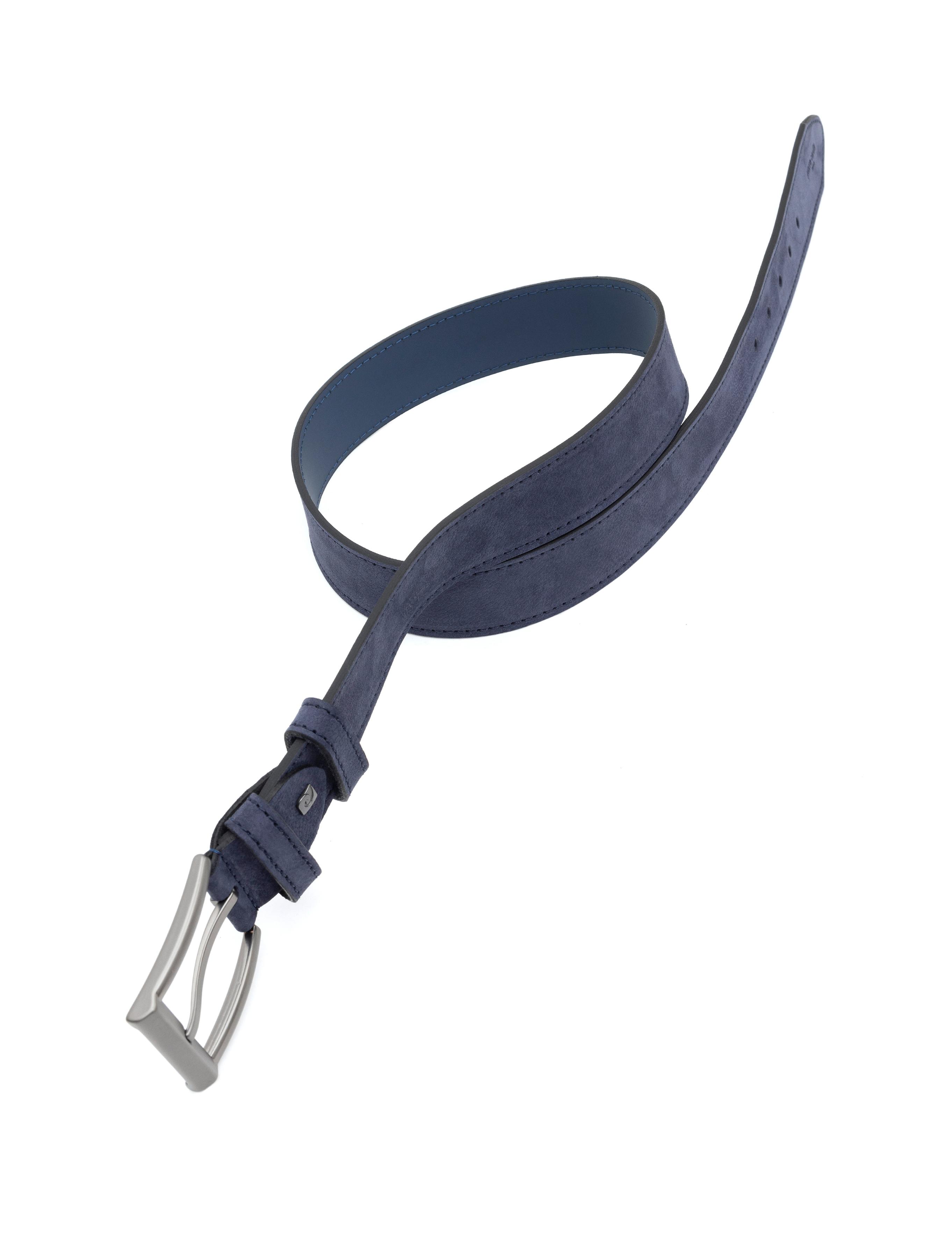 Lacivert Denim %100 Deri Denim Kemer