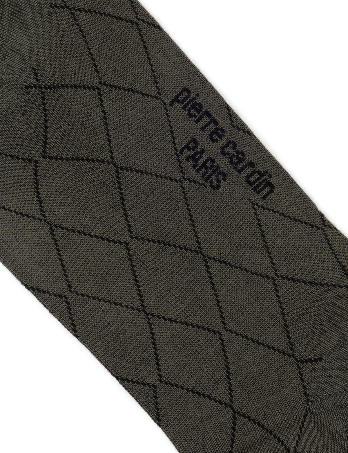 Erkek Bambu Karışımlı Haki Soket Desenli Çorap - 50291776007