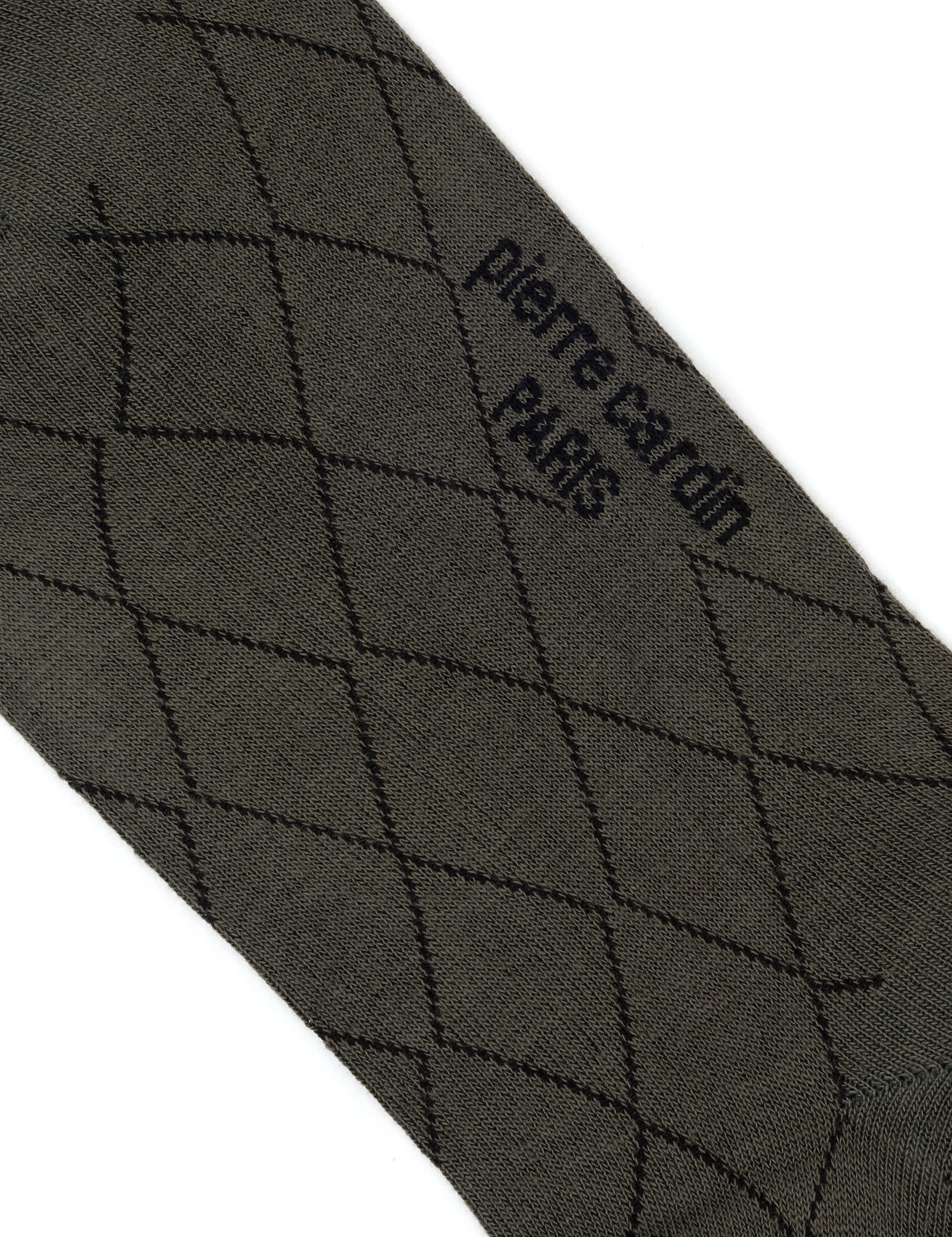 Erkek Bambu Karışımlı Haki Soket Desenli Çorap