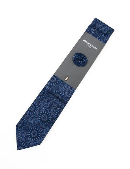 Lacivert 3'lü Kravat-Mendil-Kravat İğnesi Set - 50295392001