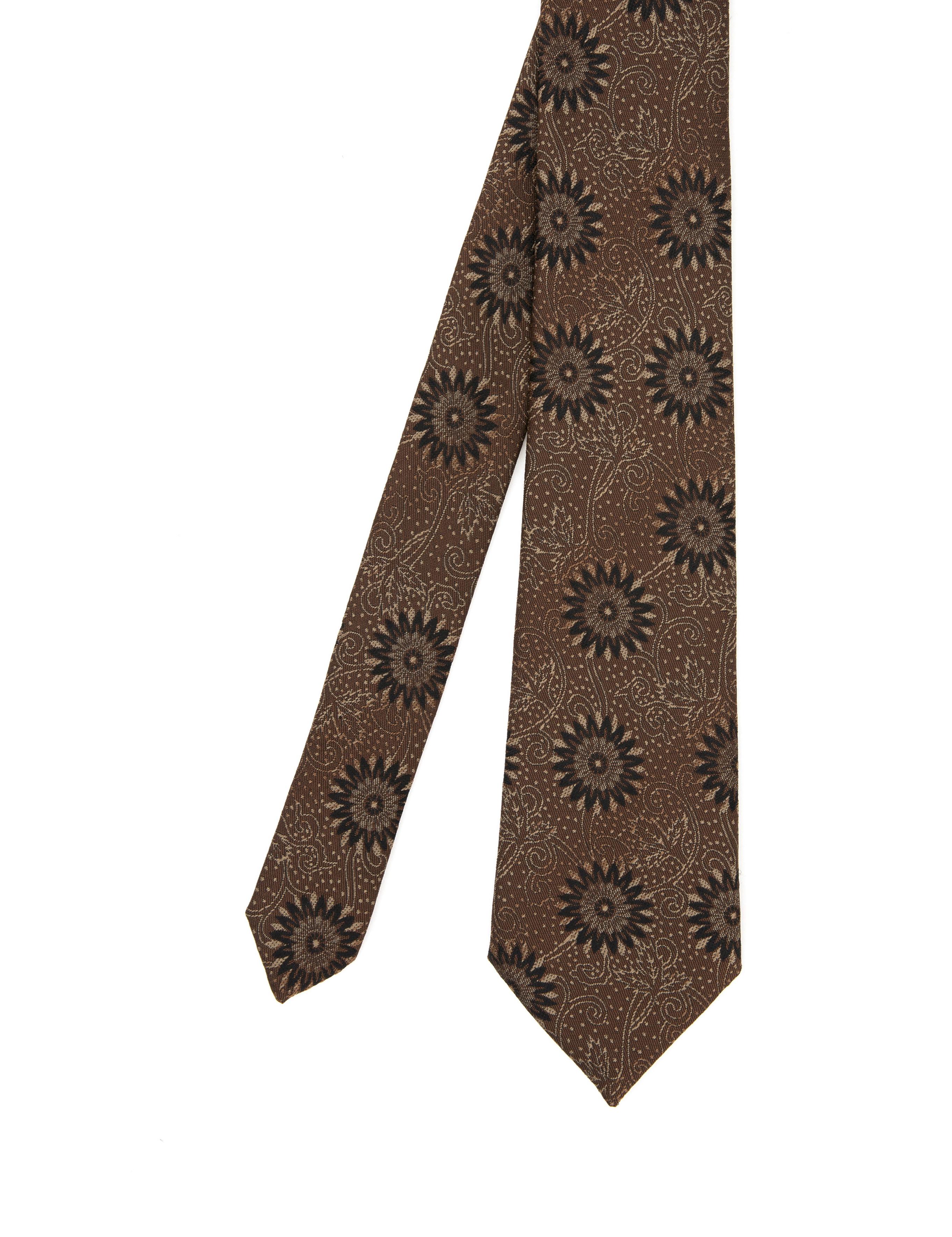 Kahverengi 3'lü Kravat-Mendil-Kravat İğnesi Set