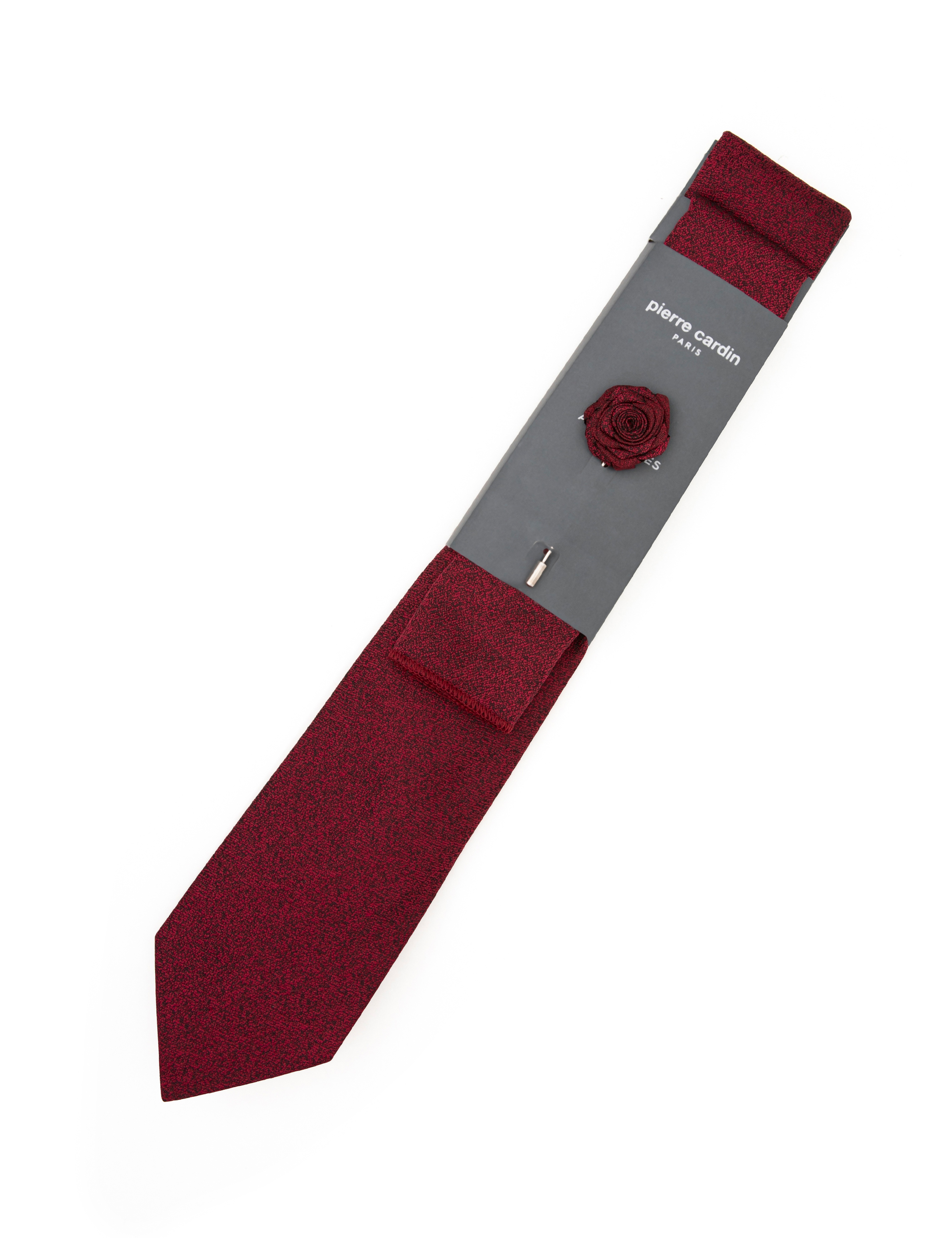 Bordo 3'lü Kravat-Mendil-Kravat İğnesi Set - Image 7