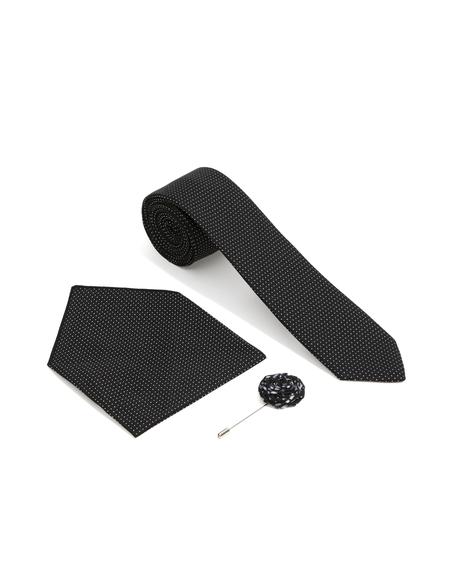 Siyah 3'lü Kravat-Mendil-Kravat İğnesi Set - 50295400001