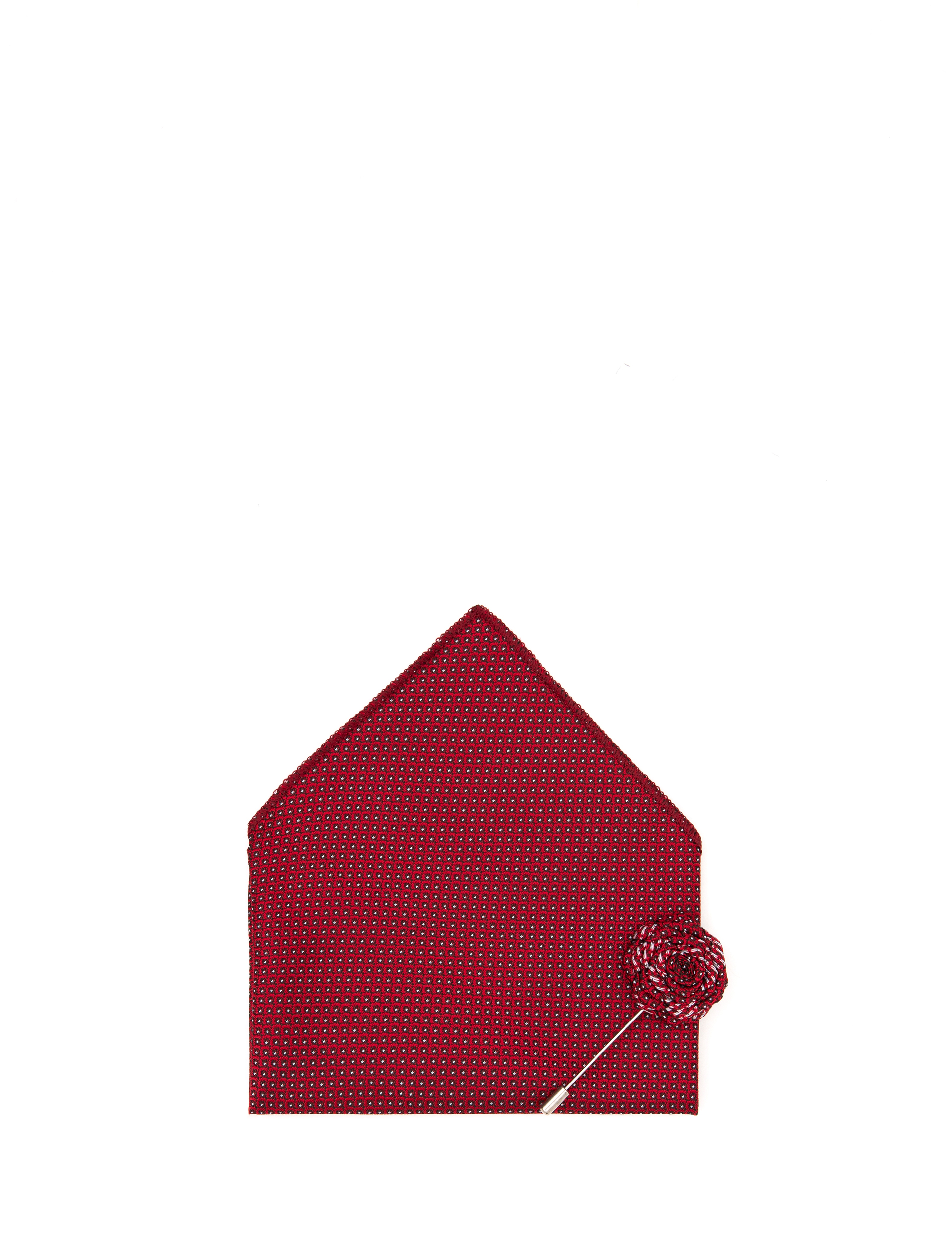 Bordo 3'lü Kravat-Mendil-Kravat İğnesi Set