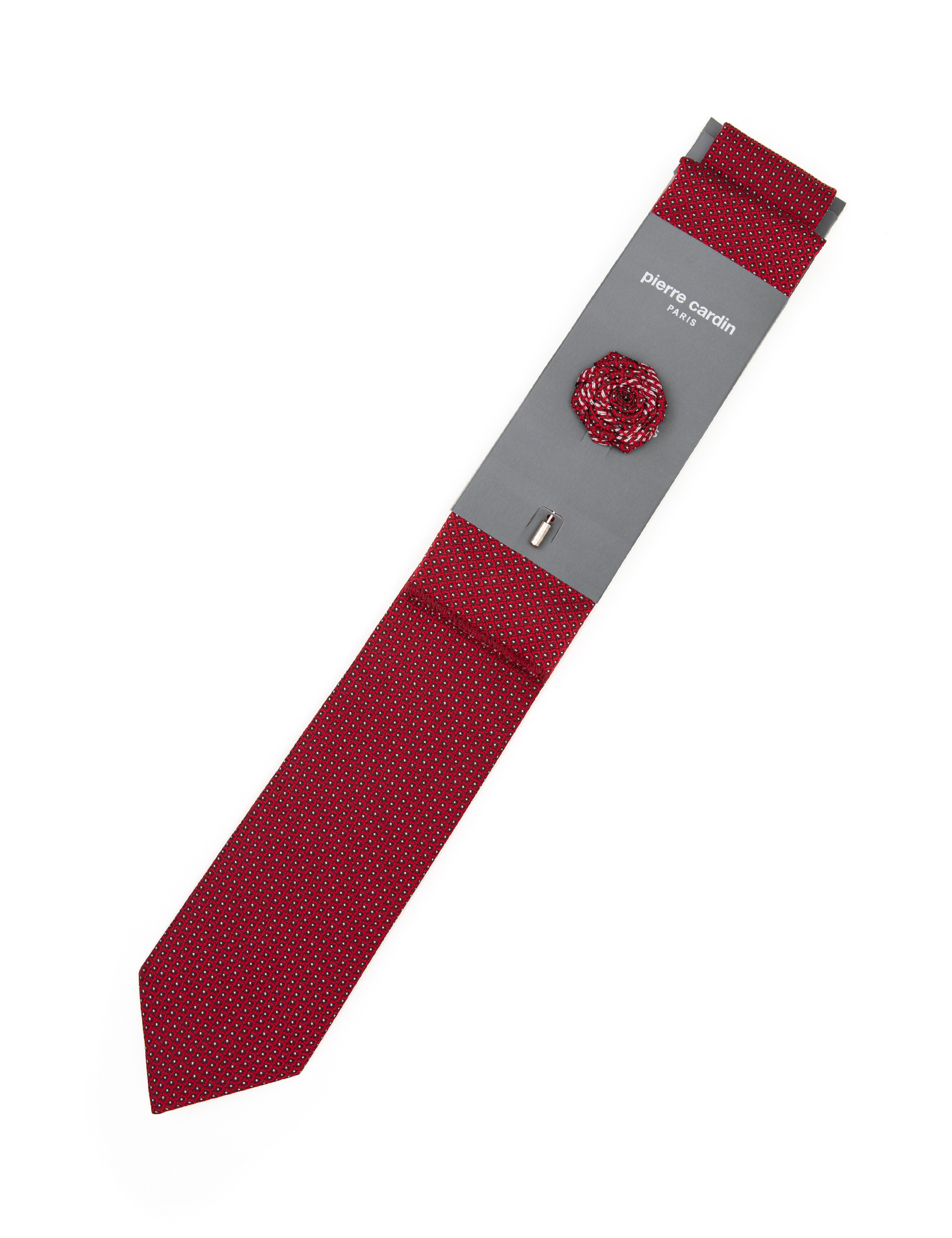 Bordo 3'lü Kravat-Mendil-Kravat İğnesi Set - Image 7