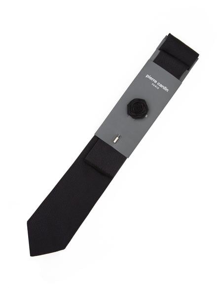 Siyah 3'lü Kravat-Mendil-Kravat İğnesi Set - 50295430001