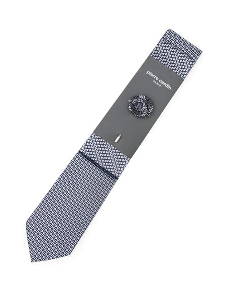 Siyah 3'lü Kravat-Mendil-Kravat İğnesi Set - 50295452001