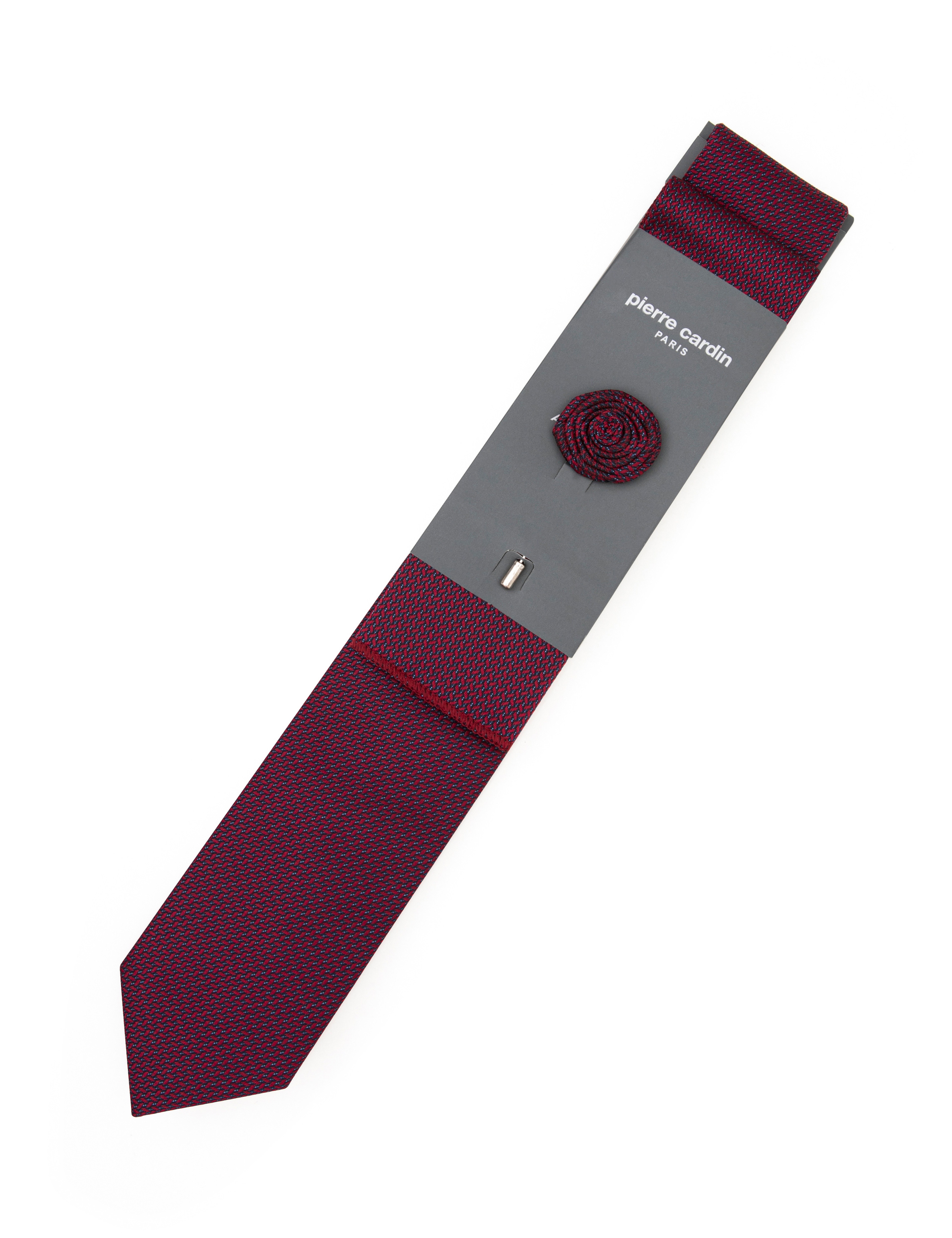 Bordo 3'lü Kravat-Mendil-Kravat İğnesi Set - Image 7