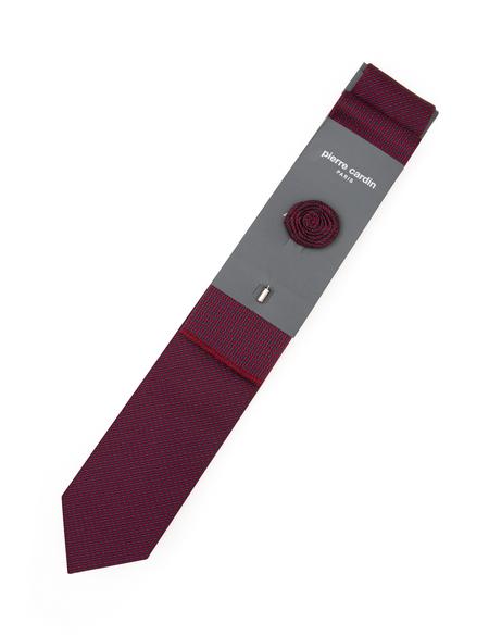 Bordo 3'lü Kravat-Mendil-Kravat İğnesi Set - 50295453001