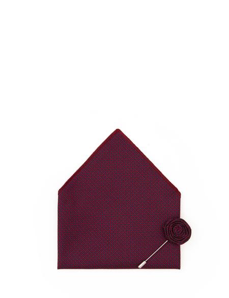 Bordo 3'lü Kravat-Mendil-Kravat İğnesi Set - 50295453001