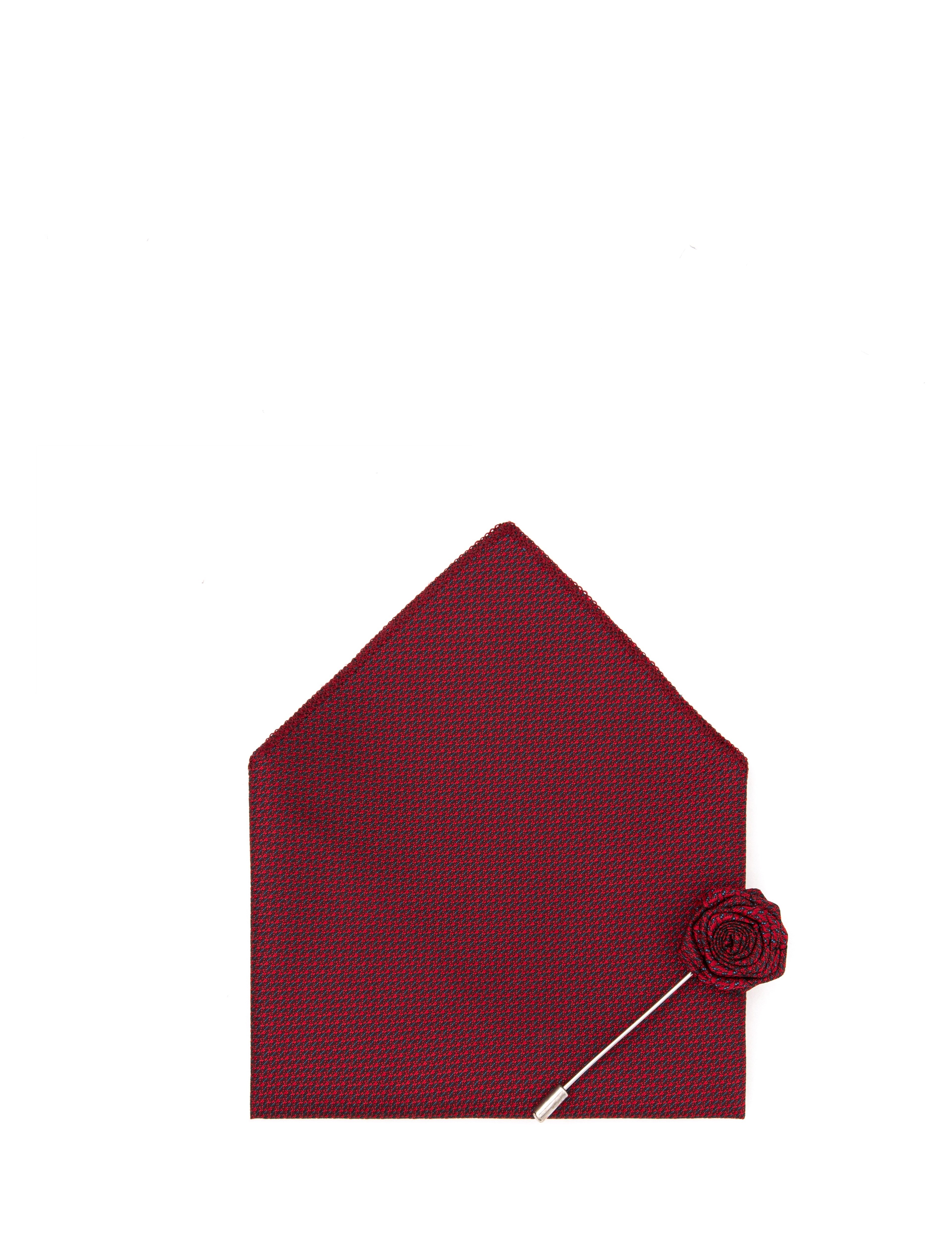 Bordo 3'lü Kravat-Mendil-Kravat İğnesi Set