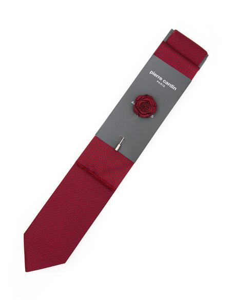 Bordo 3'lü Kravat-Mendil-Kravat İğnesi Set - 50295455001