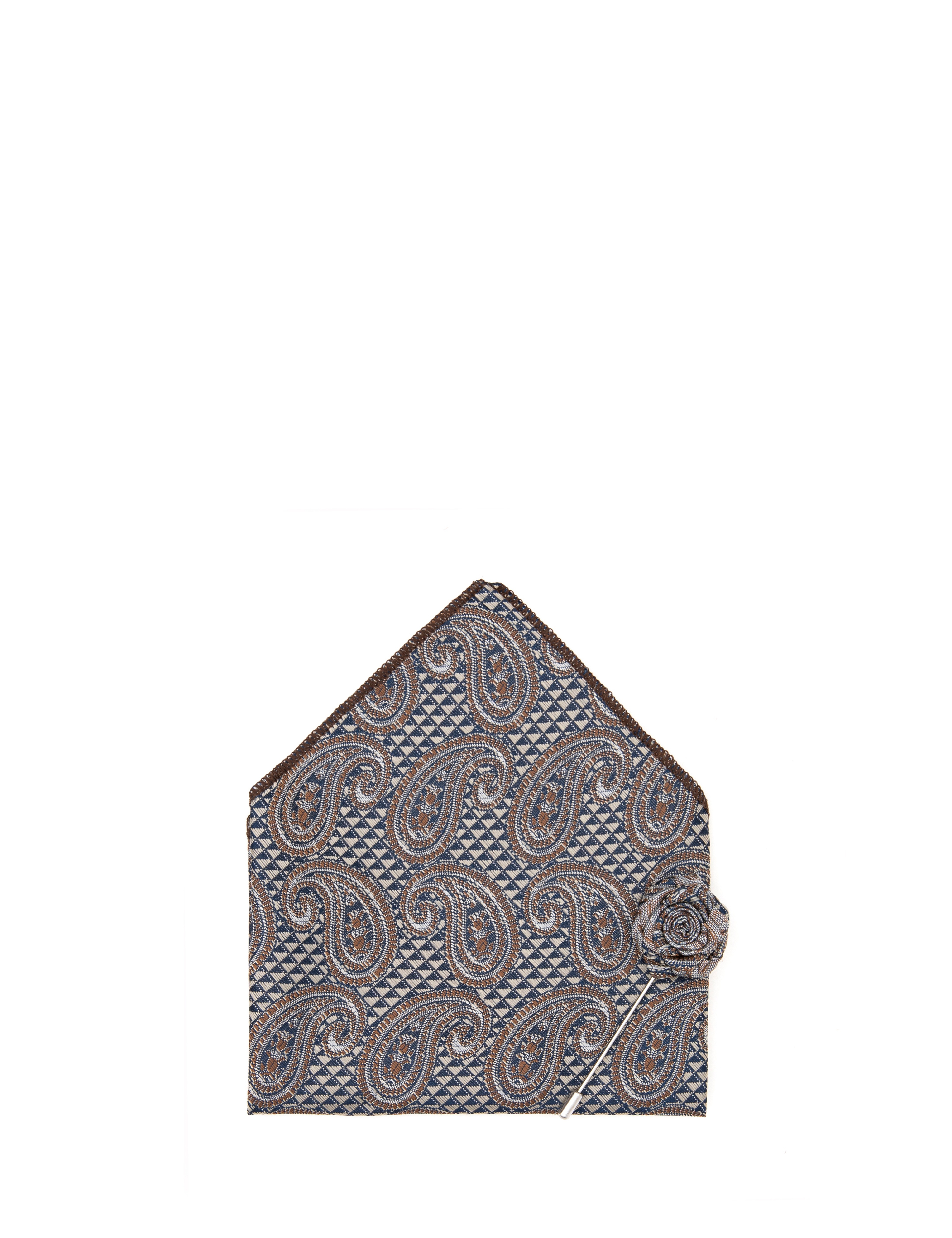 Kahverengi 3'lü Kravat-Mendil-Kravat İğnesi Set - Image 6