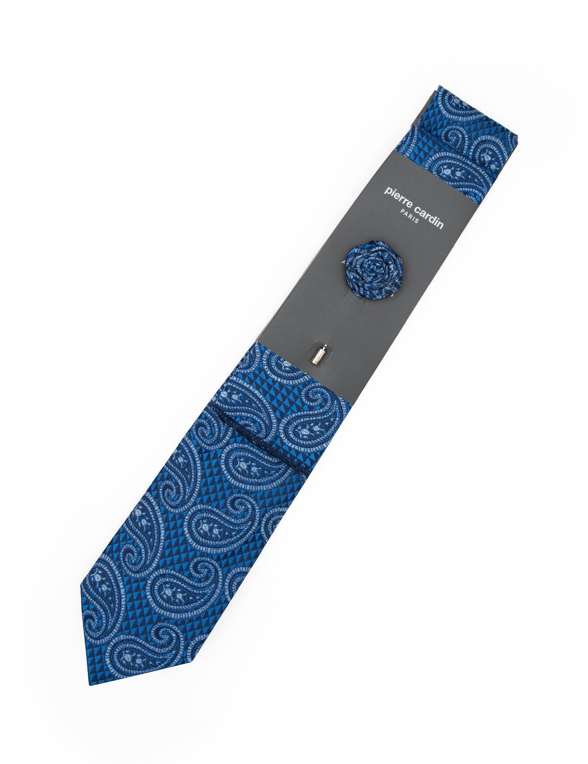 Lacivert 3'lü Kravat-Mendil-Kravat İğnesi Set - 50295457001