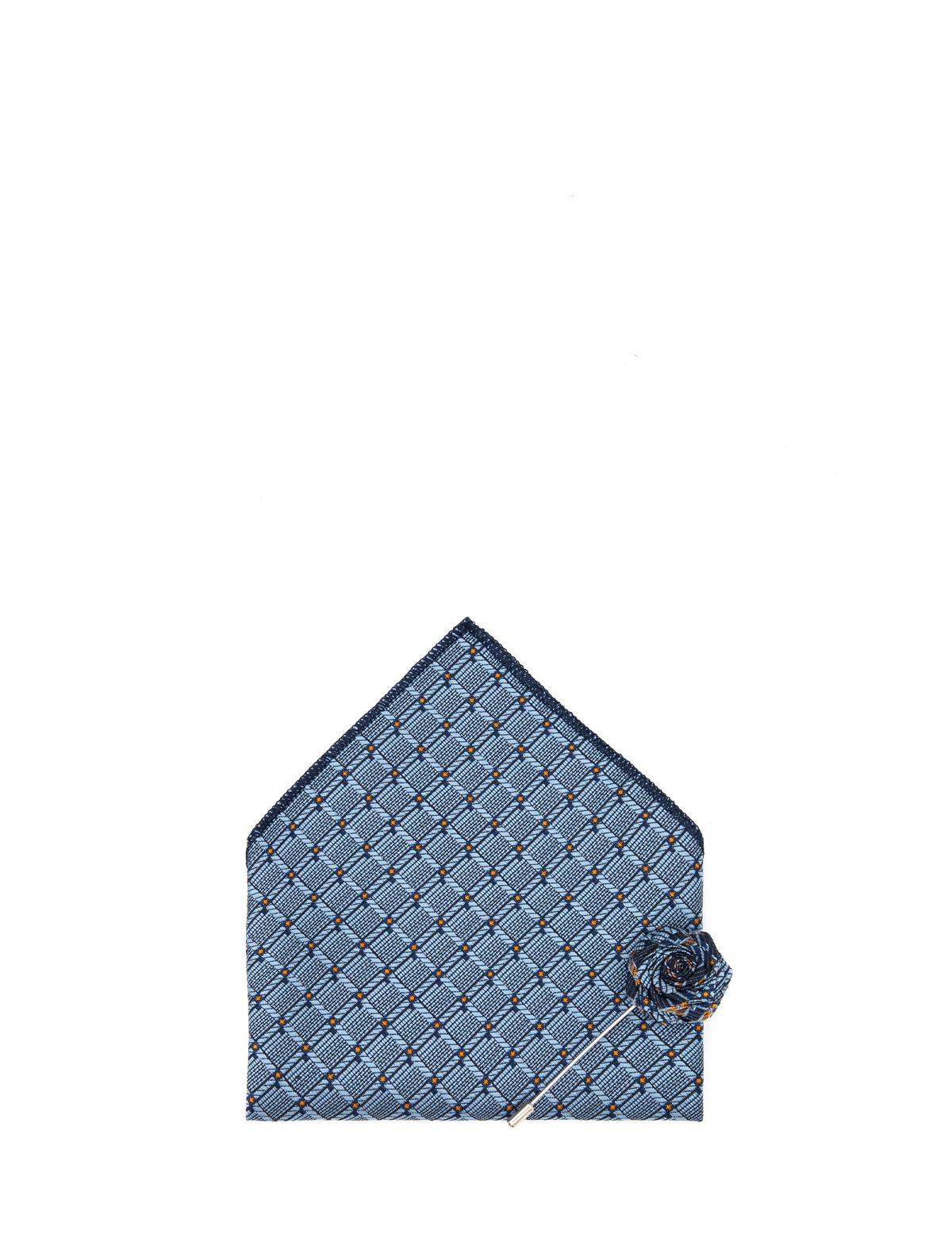 Mavi 3'lü Kravat-Mendil-Kravat İğnesi Set - 50295460001