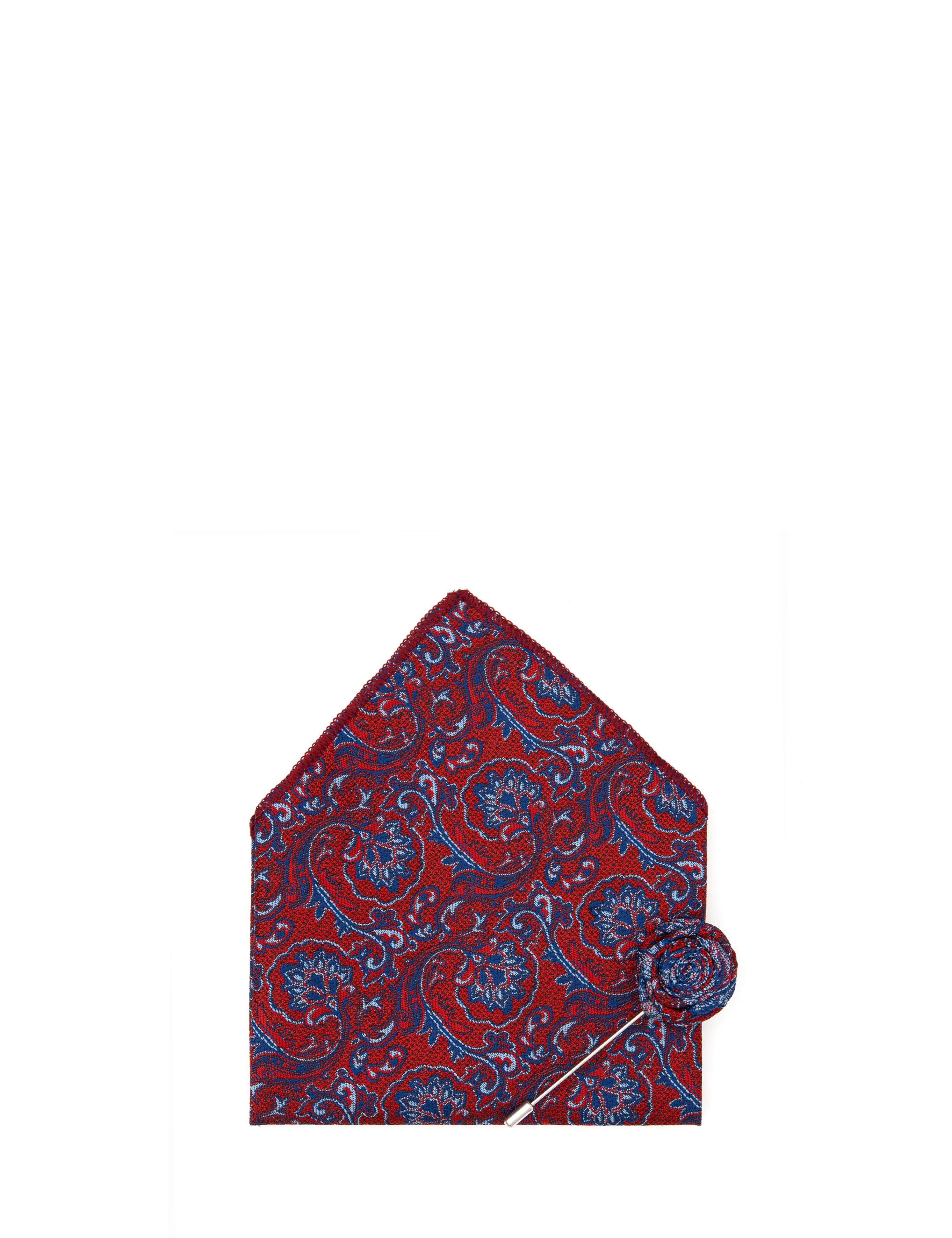 Bordo 3'lü Kravat Mendil Set