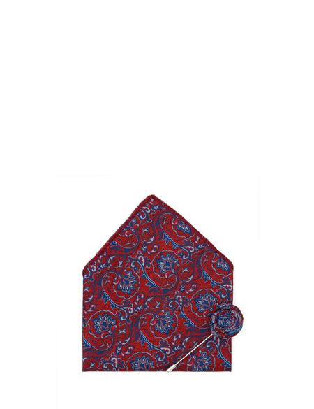 Bordo 3'lü Kravat Mendil Set - 50295472001