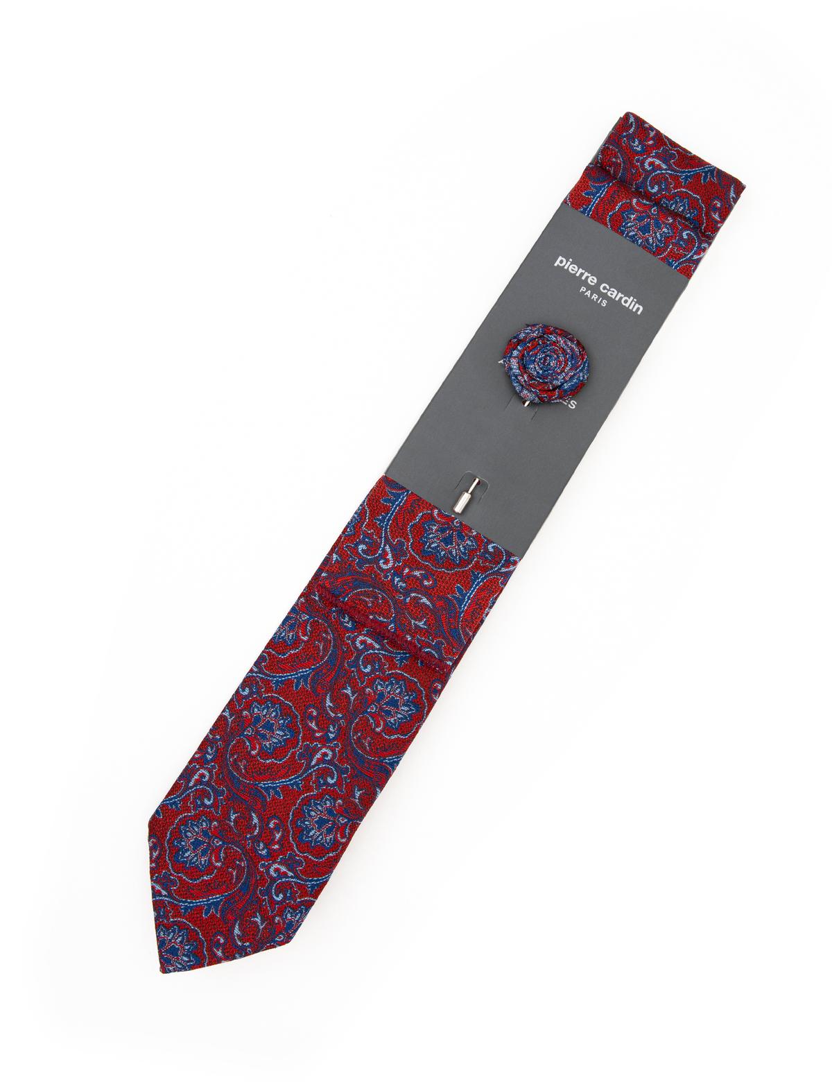 Bordo 3'lü Kravat Mendil Set - 50295472001