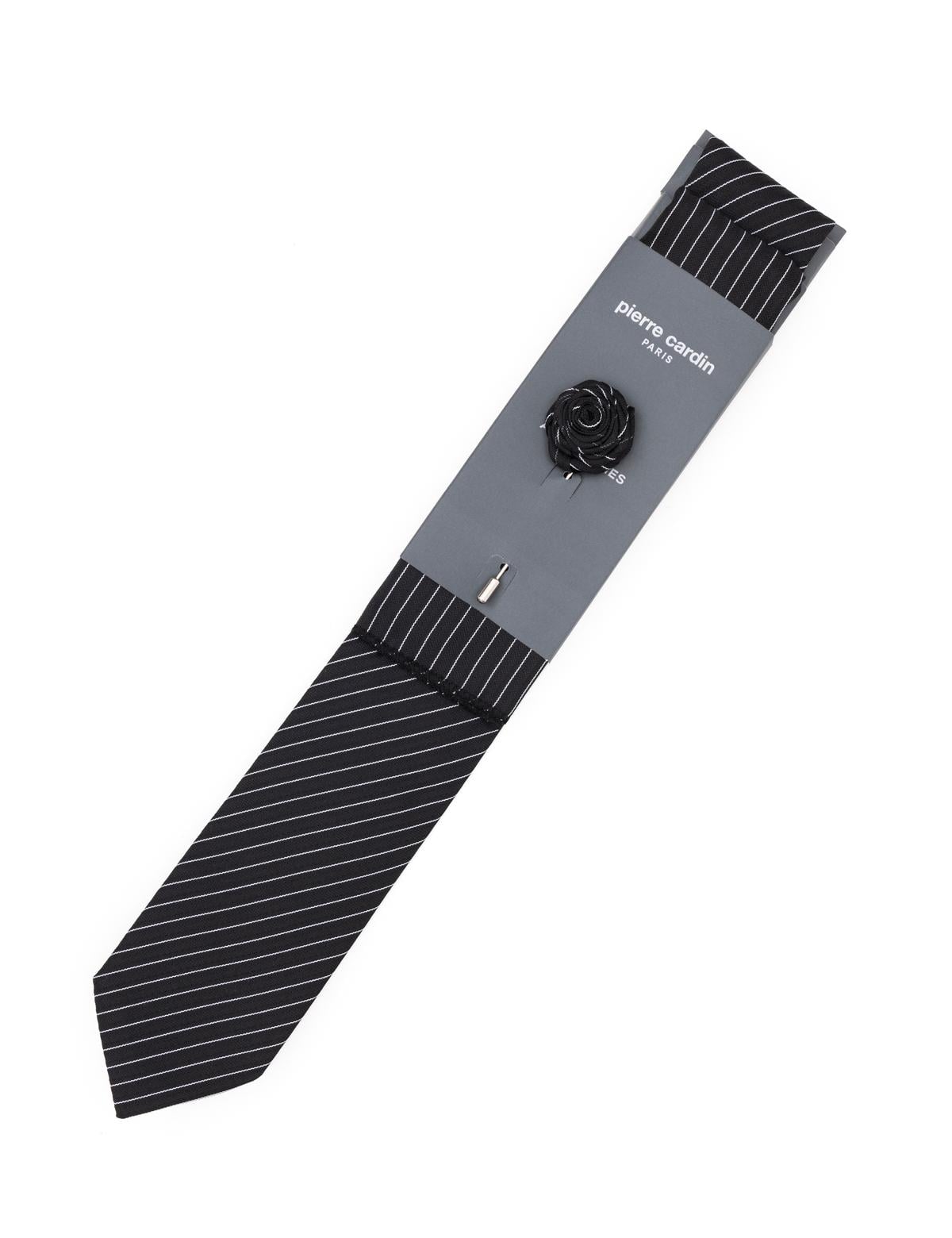 Siyah 3'lü Kravat-Mendil-Kravat İğnesi Set - 50295475001