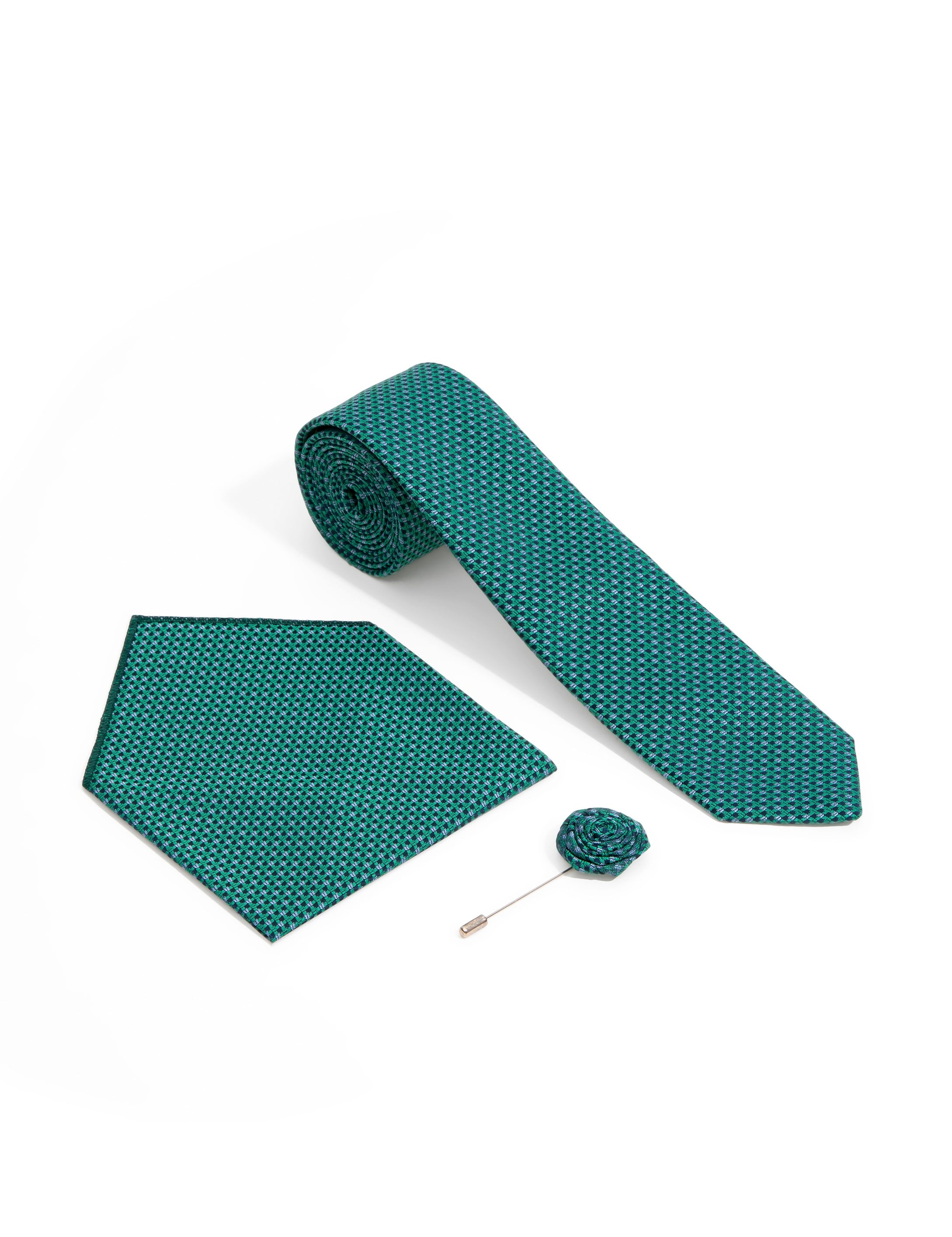 Yeşil 3'lü Kravat Mendil Set