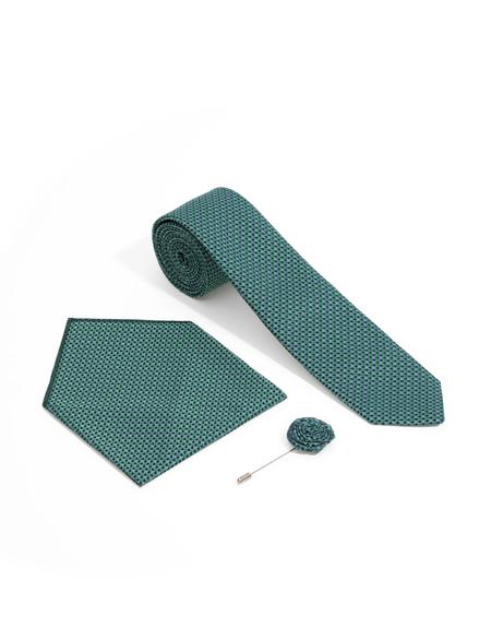 Yeşil 3'lü Kravat Mendil Set - 50295474001