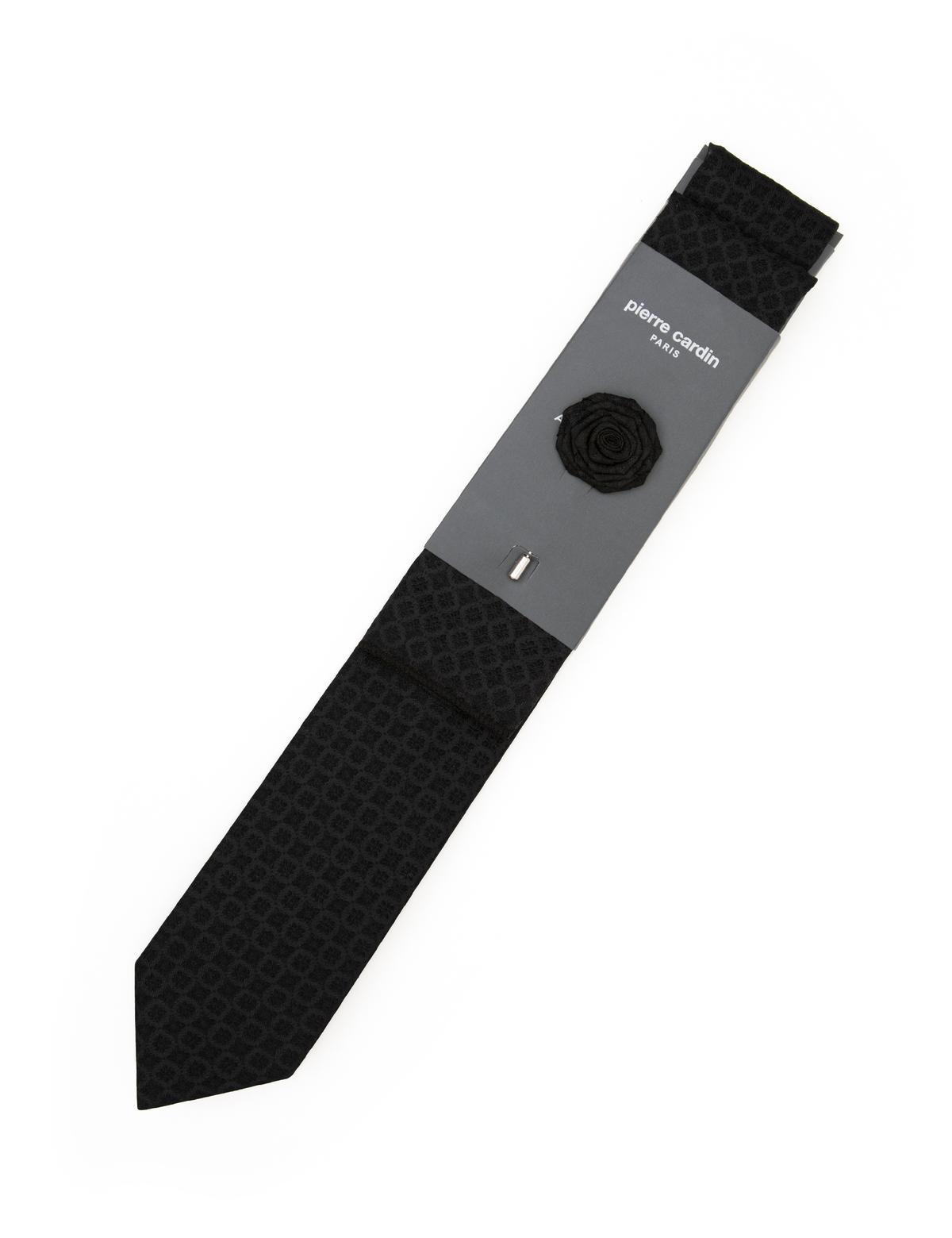 Siyah 3'lü Kravat-Mendil-Kravat İğnesi Set - 50295477001