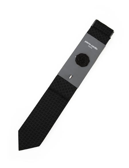 Siyah 3'lü Kravat-Mendil-Kravat İğnesi Set - 50295477001