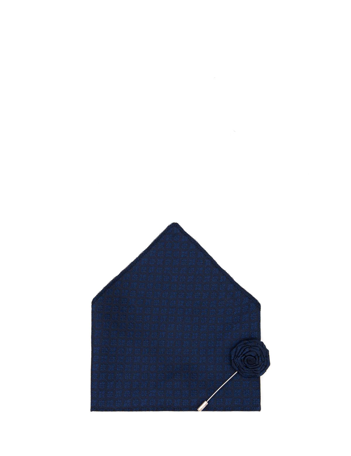 Lacivert 3'lü Kravat-Mendil-Kravat İğnesi Set - 50295477002