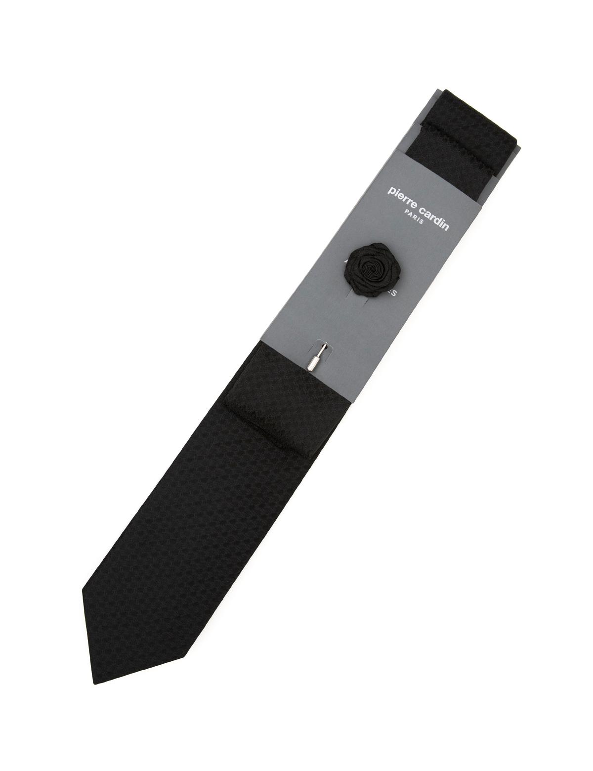 Siyah 3'lü Kravat-Mendil-Kravat İğnesi Set - 50295479001