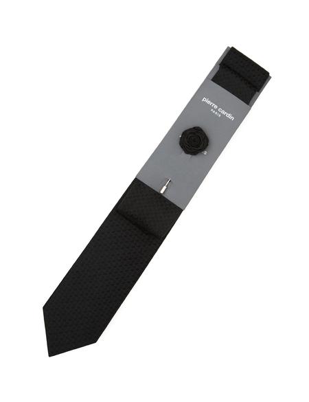 Siyah 3'lü Kravat-Mendil-Kravat İğnesi Set - 50295479001