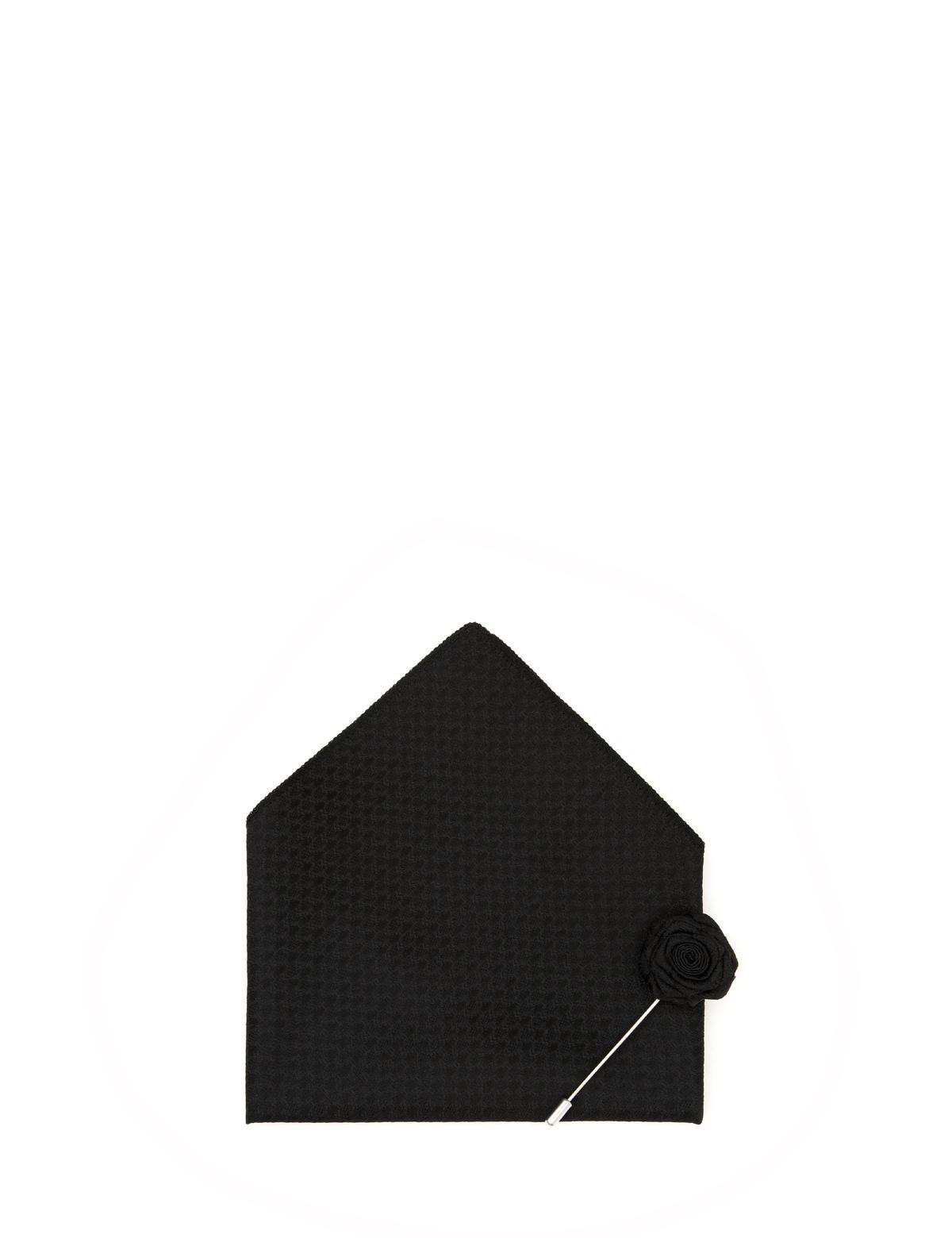 Siyah 3'lü Kravat-Mendil-Kravat İğnesi Set - 50295479001