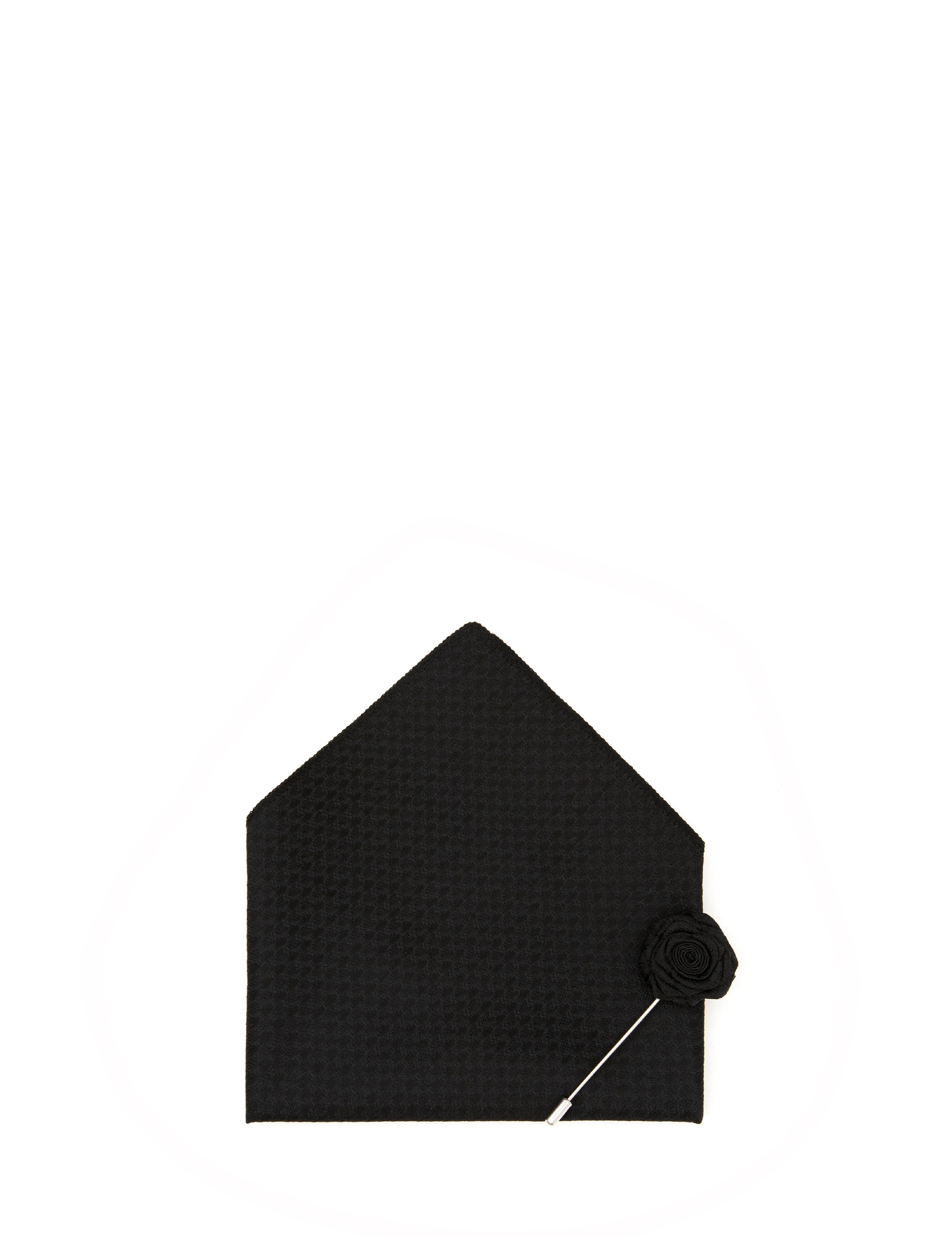 Siyah 3'lü Kravat-Mendil-Kravat İğnesi Set