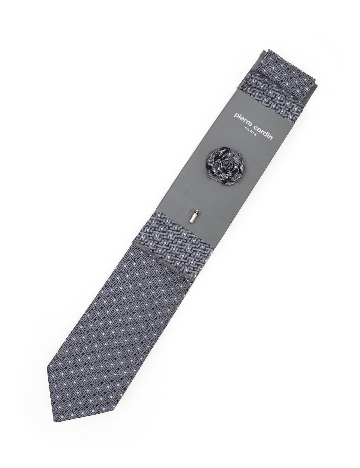 Siyah 3'lü Kravat-Mendil-Kravat İğnesi Set - 50295480001